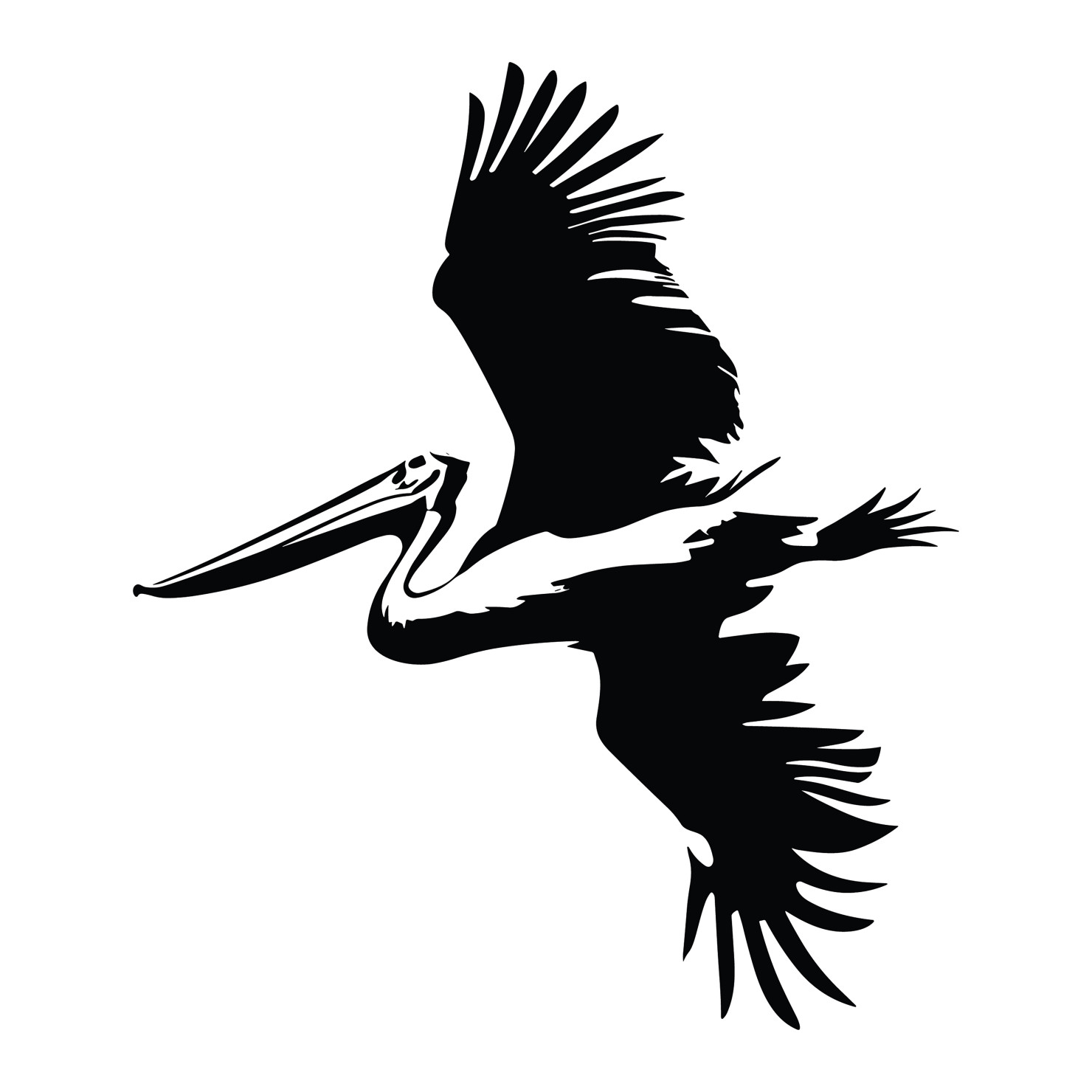 Pelican bird flying silhouette vector #1