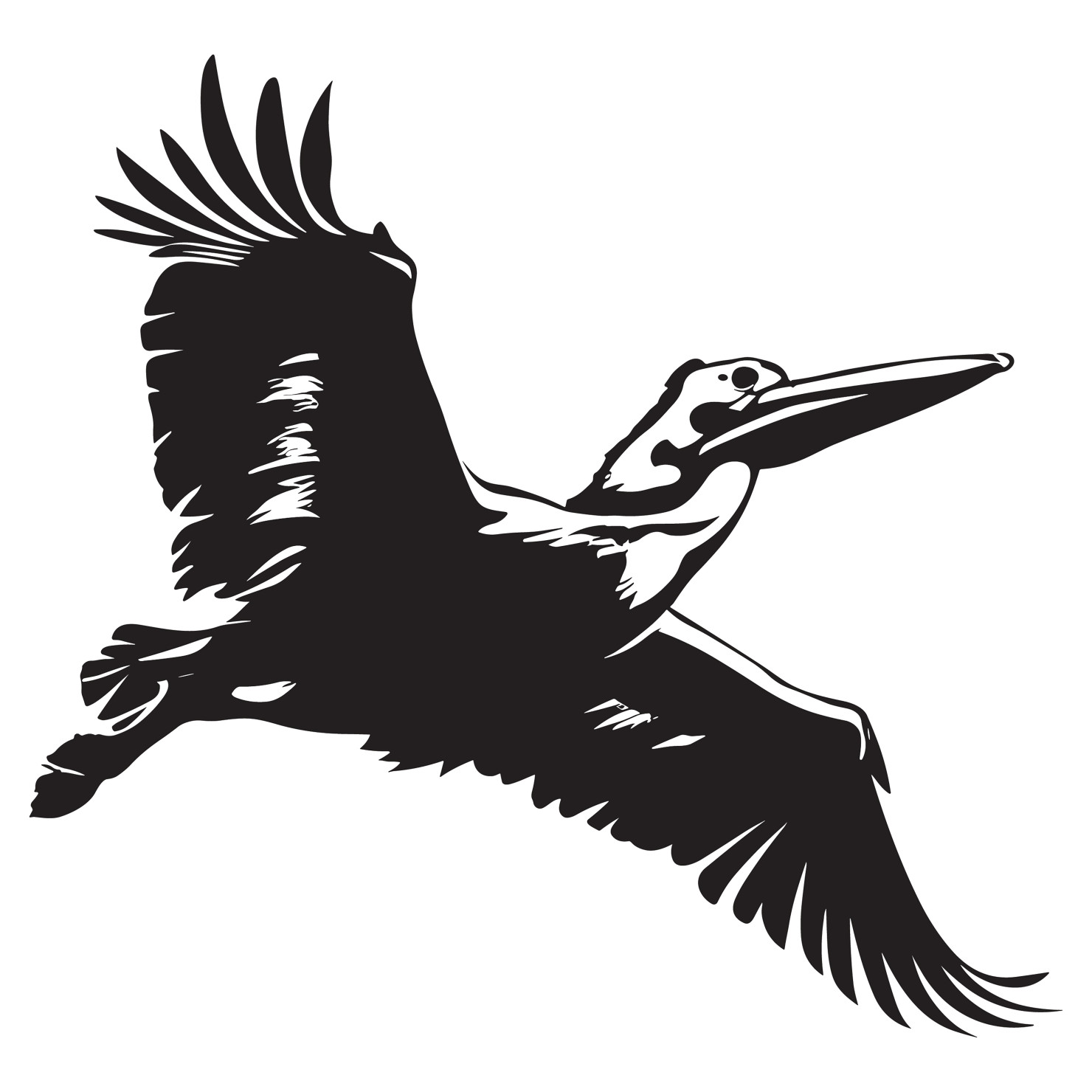 Pelican bird flying silhouette vector #2