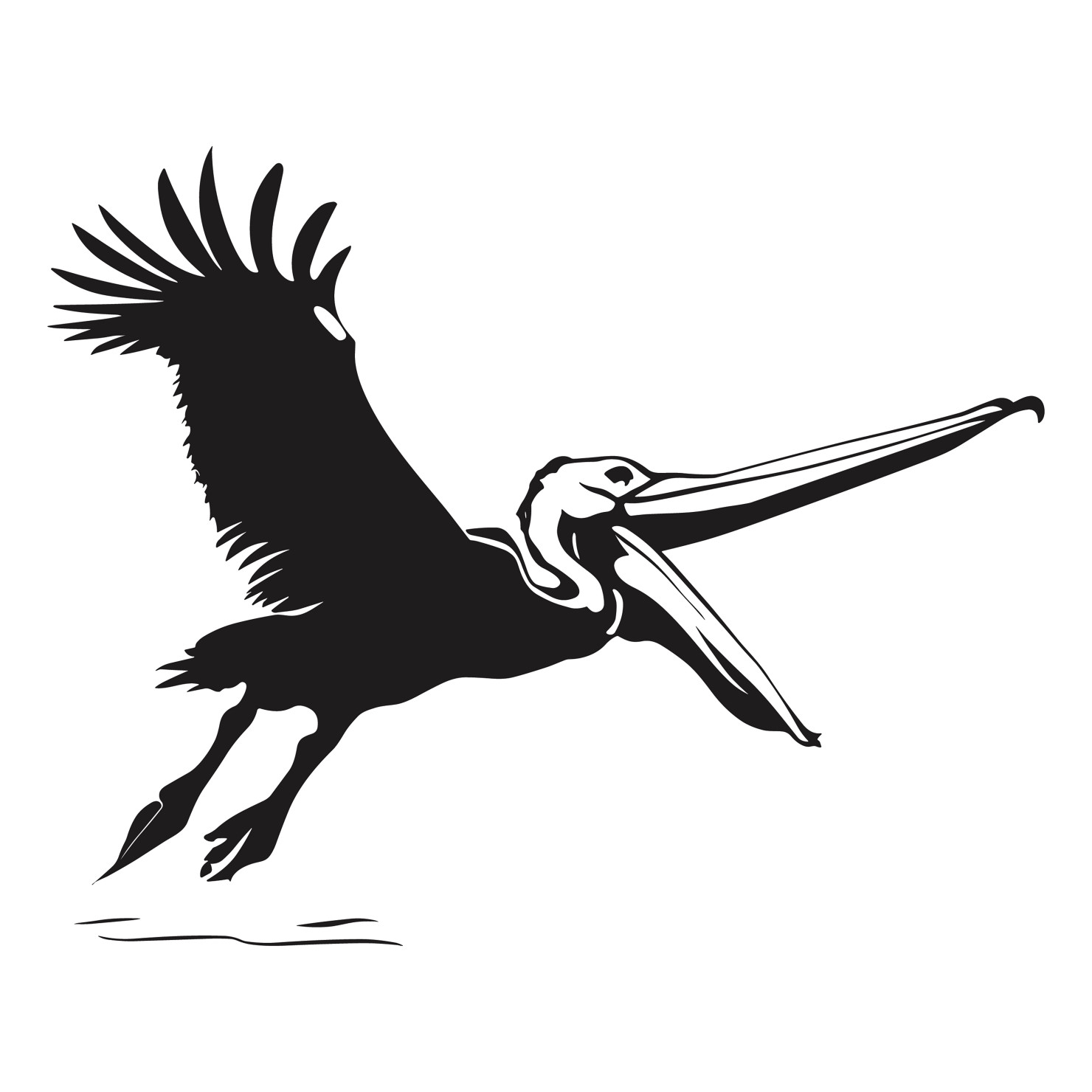 Pelican bird flying silhouette vector #5
