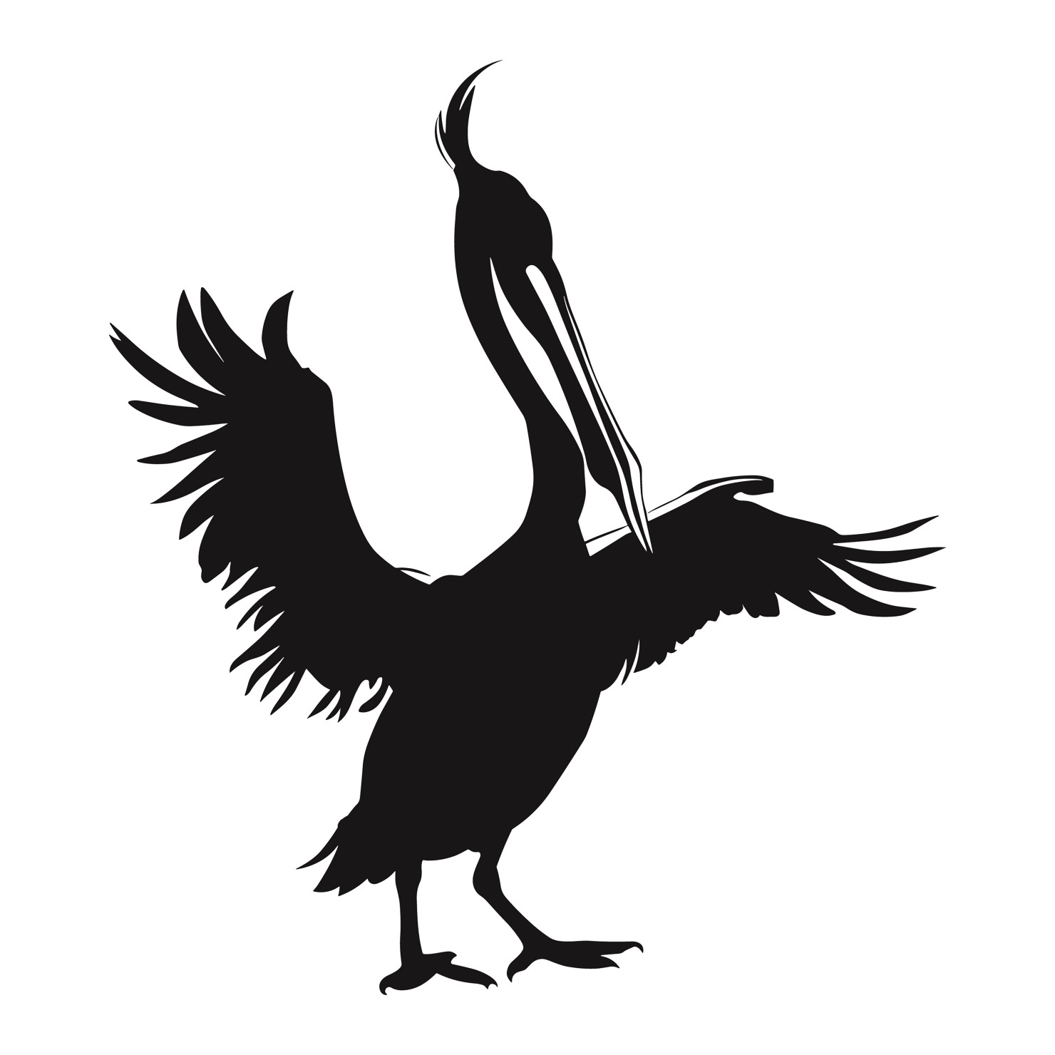 Pelican bird flying silhouette vector #10