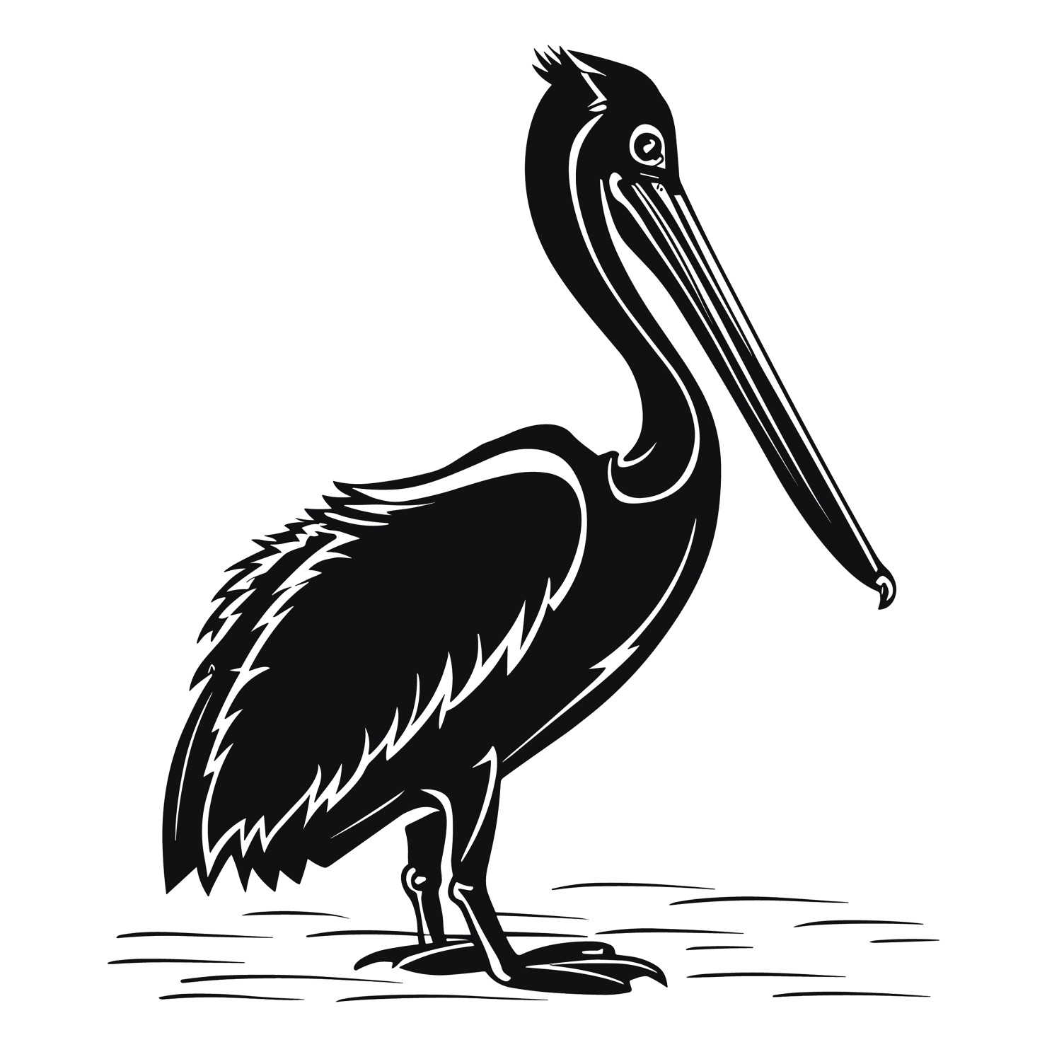 Pelican bird silhouette vector #14
