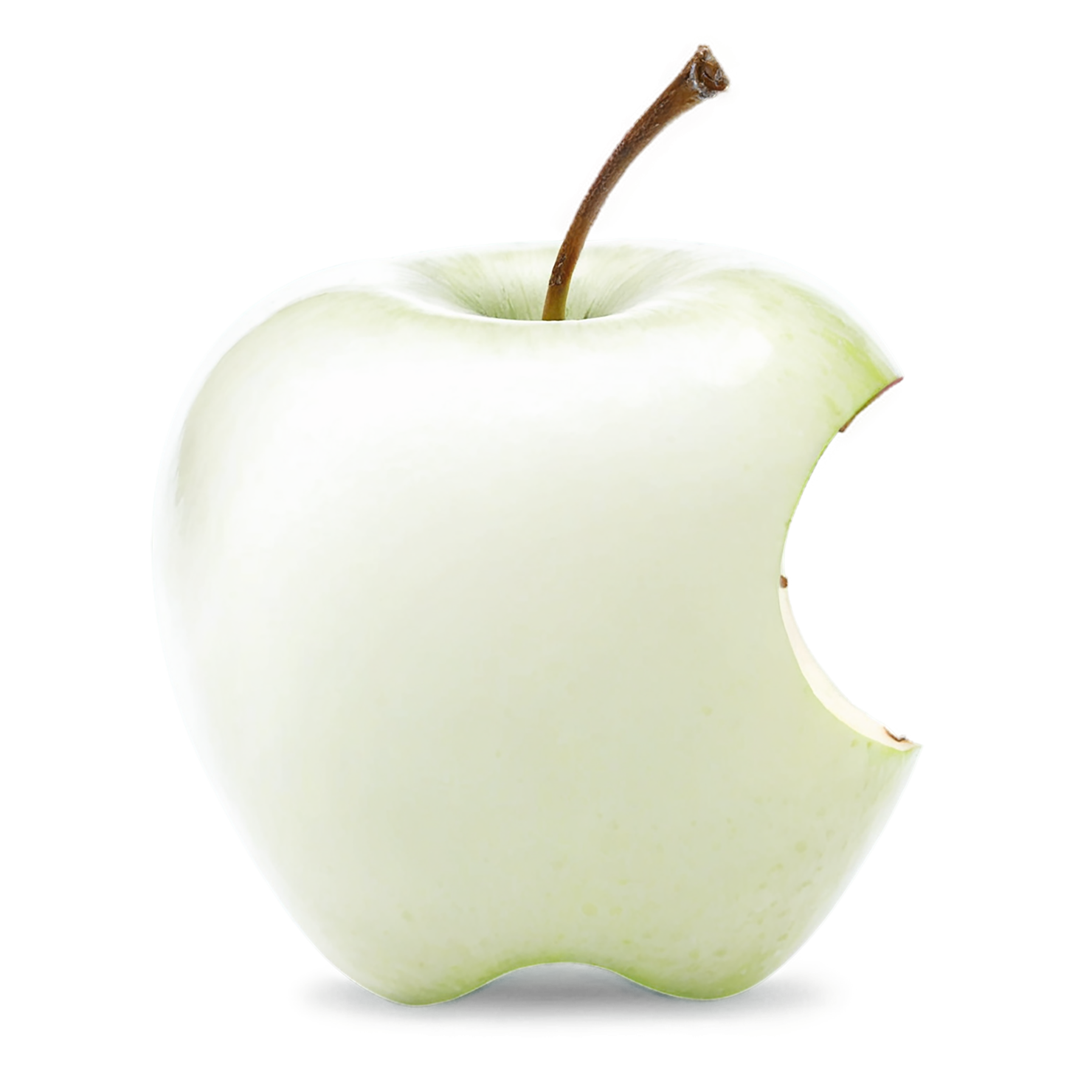White apple bitten fruit isolated on transparent background #160