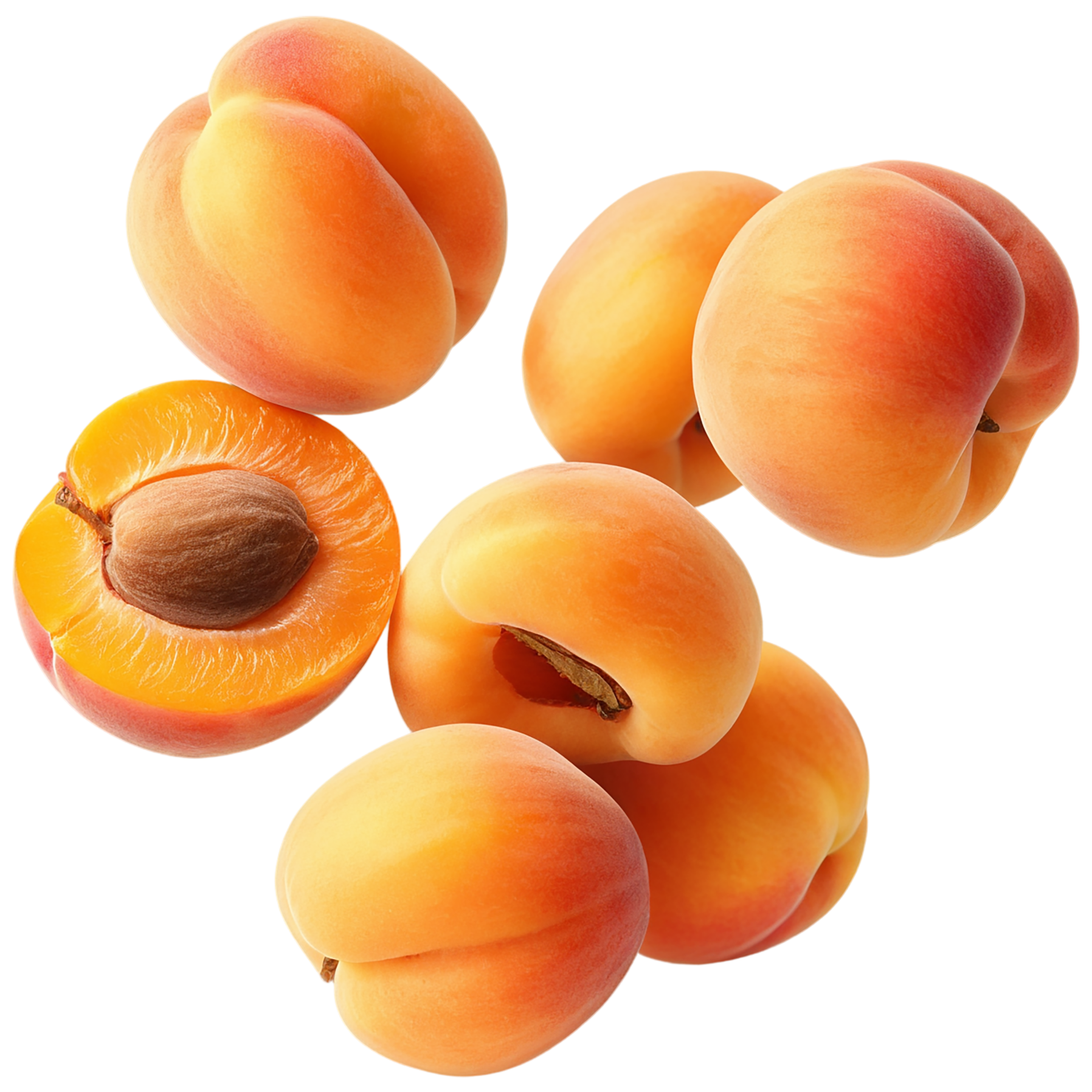 Apricot fruit with seed isolated on transparent background #243