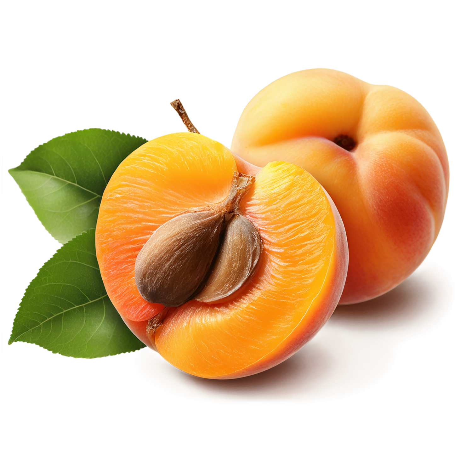 Apricot fruit with seed isolated on transparent background #244