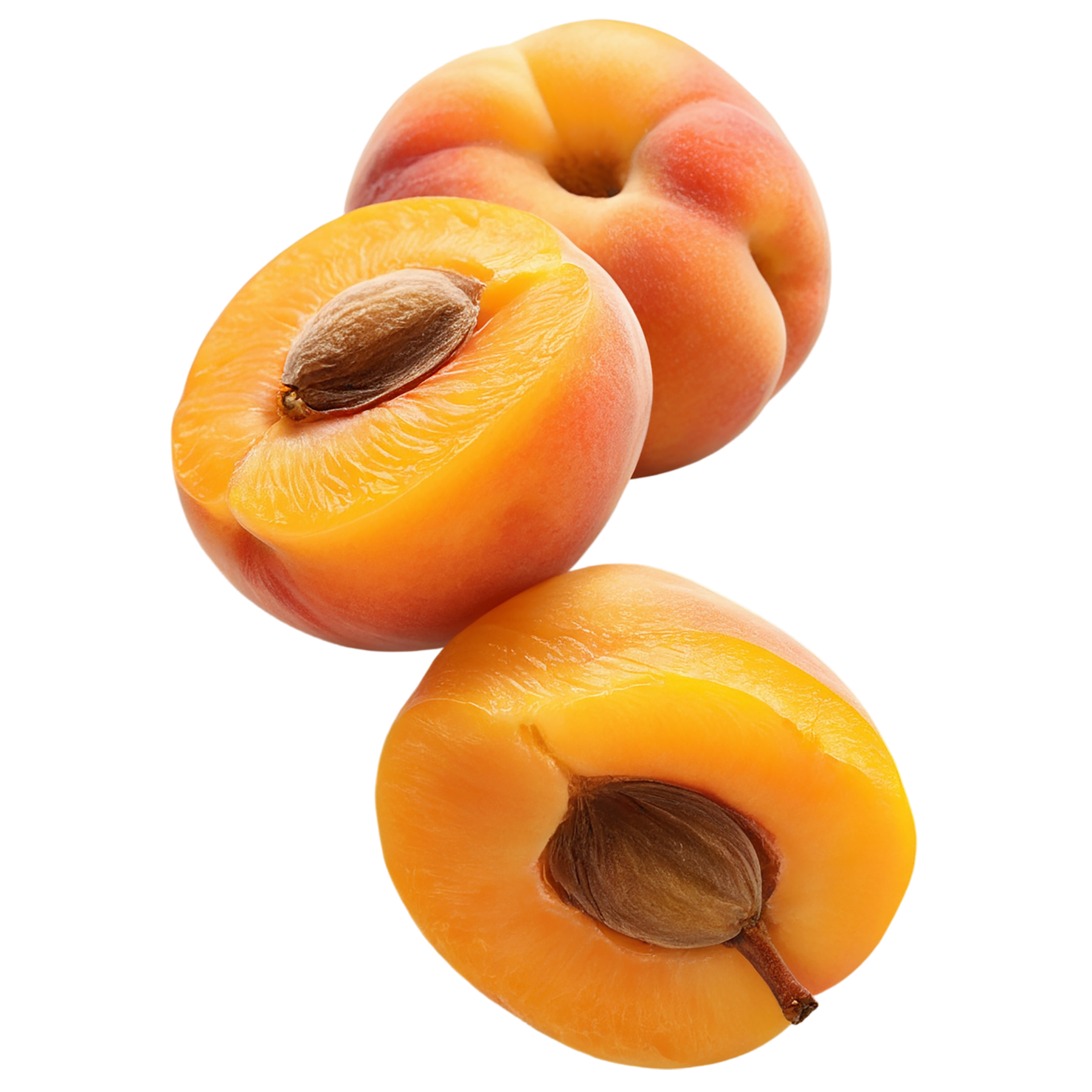 Apricot fruit with seed isolated on transparent background #245