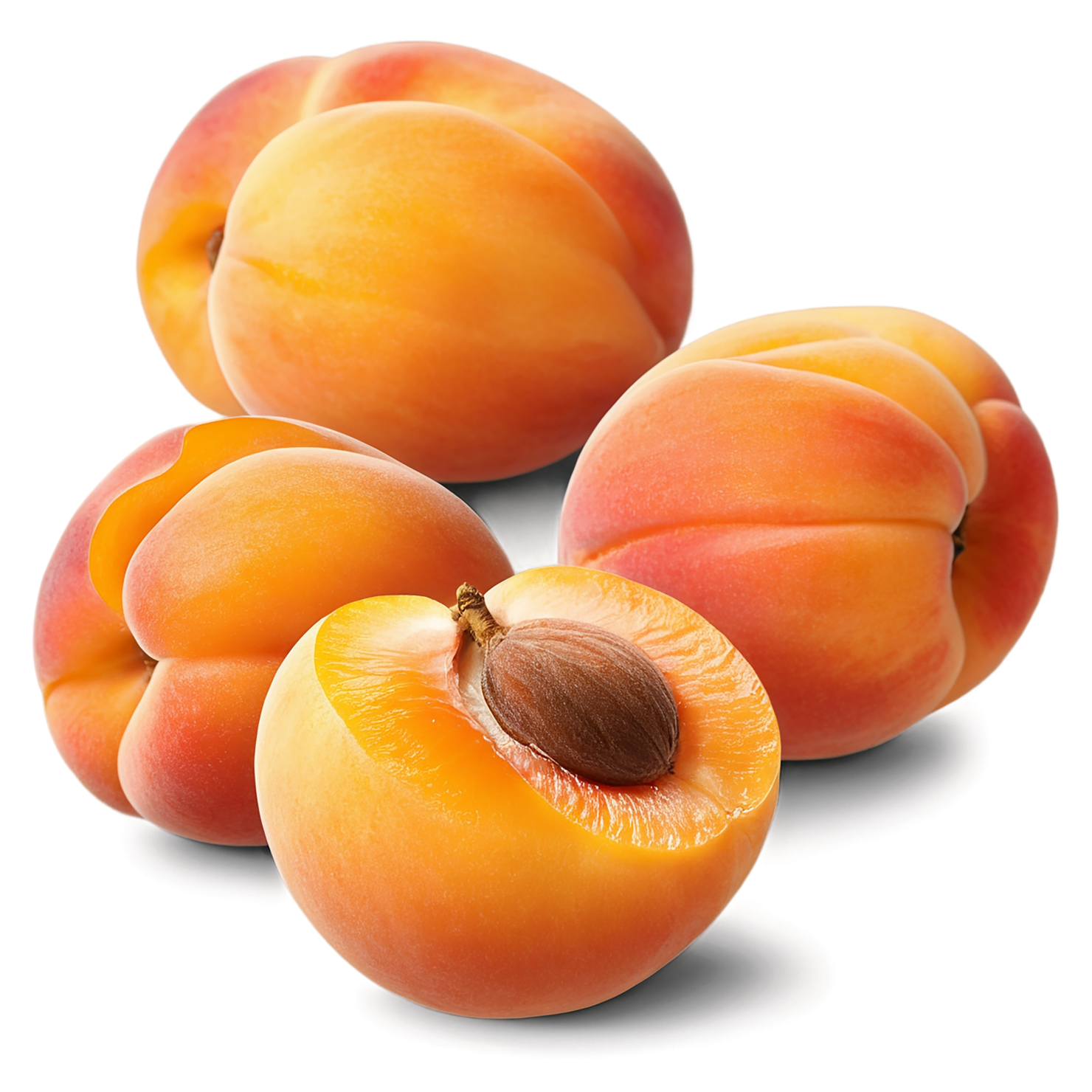 Apricot fruit with seed isolated on transparent background #246