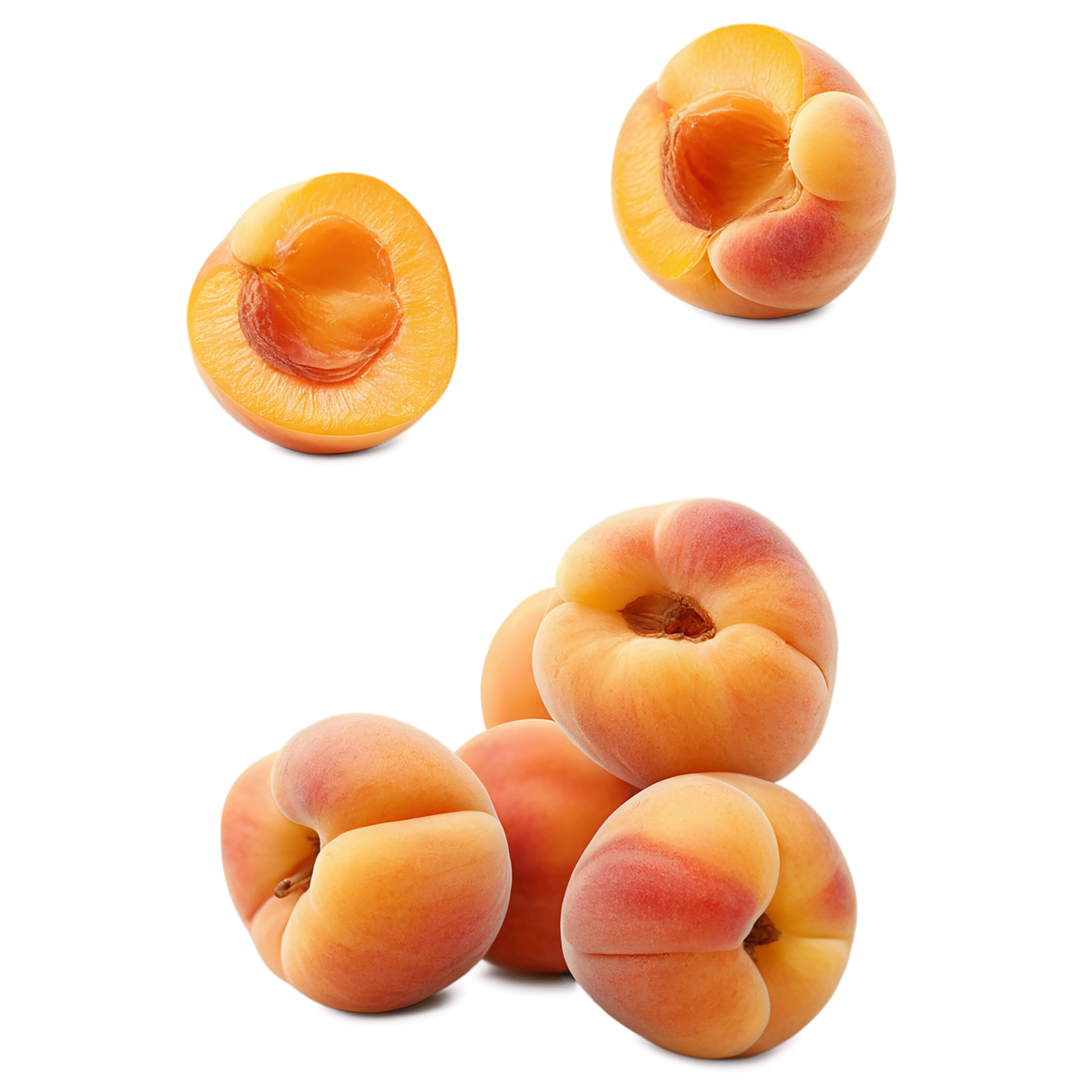 Apricot fruit with seed isolated on transparent background #261