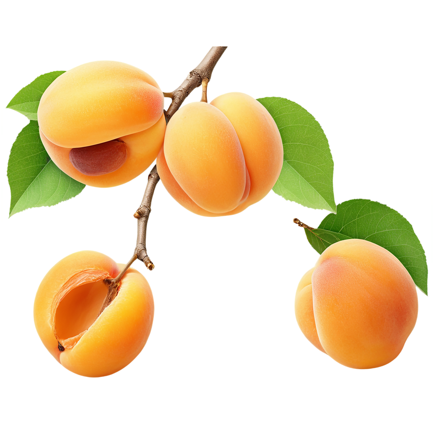 Apricot fruit with seed isolated on transparent background #262