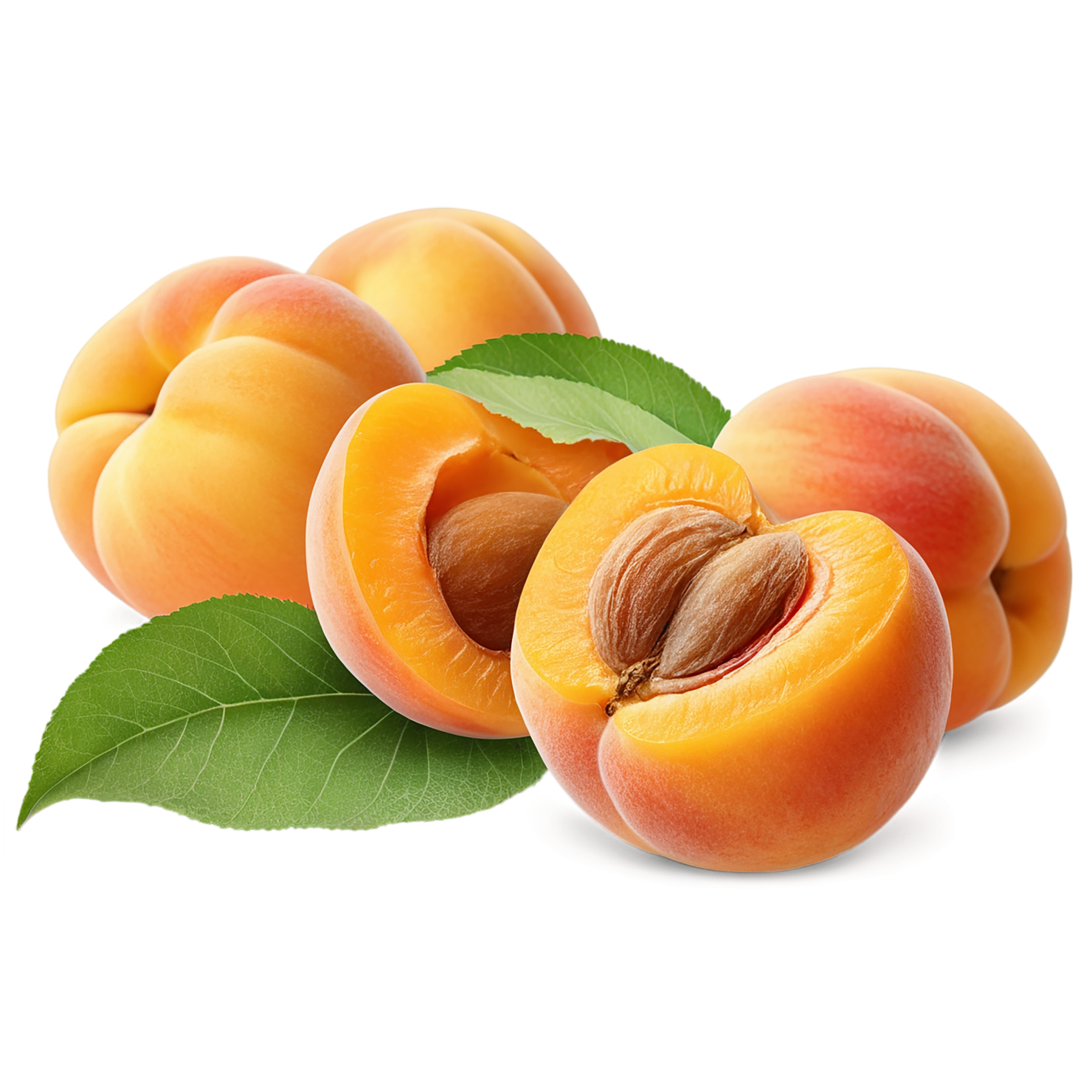 Apricot fruit with seed isolated on transparent background #263