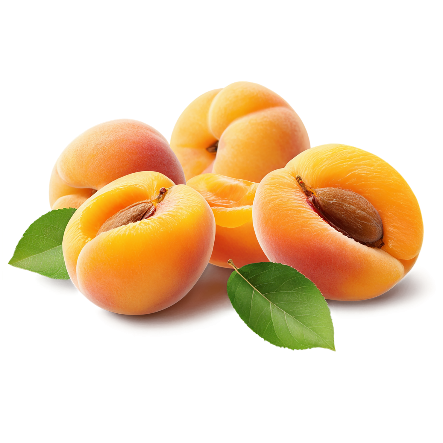 Apricot fruit with seed isolated on transparent background #266