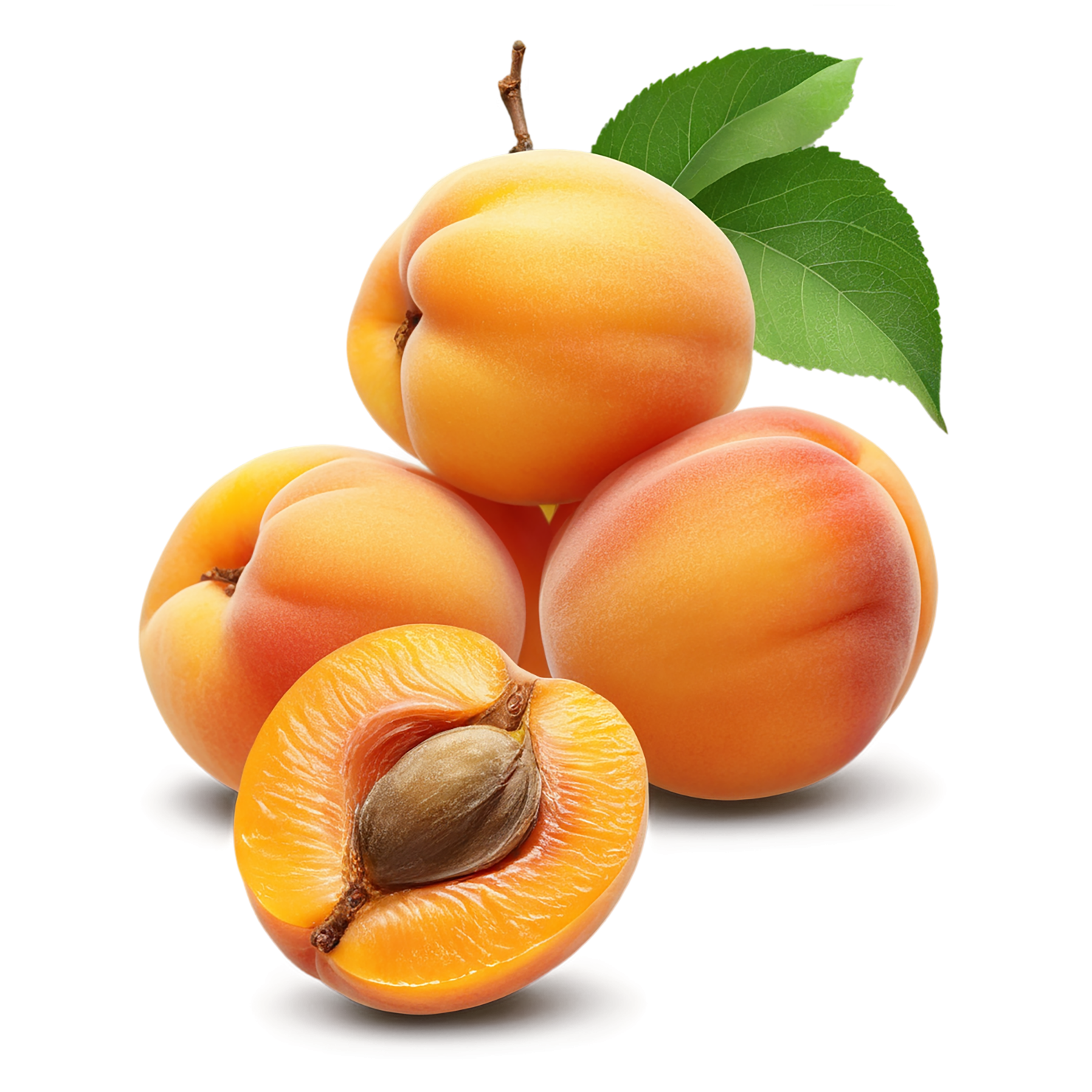 Apricot fruit with seed isolated on transparent background #276
