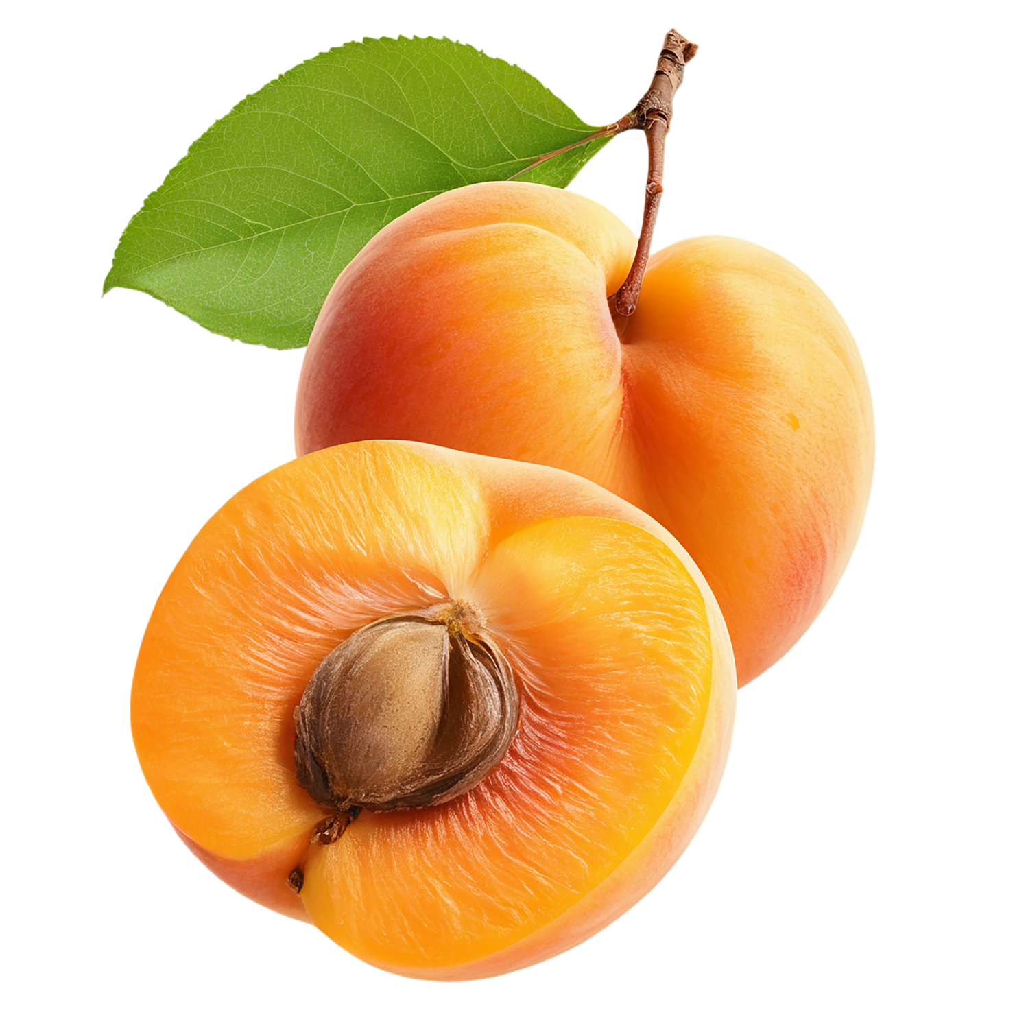 Apricot fruit with seed isolated on transparent background #281