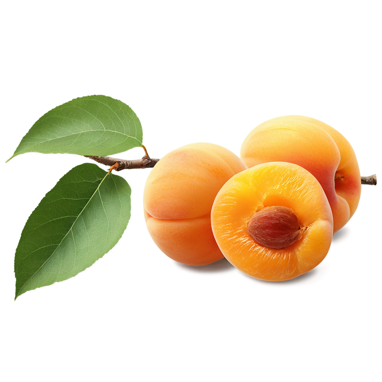 Apricot fruit with seed isolated on transparent background #283