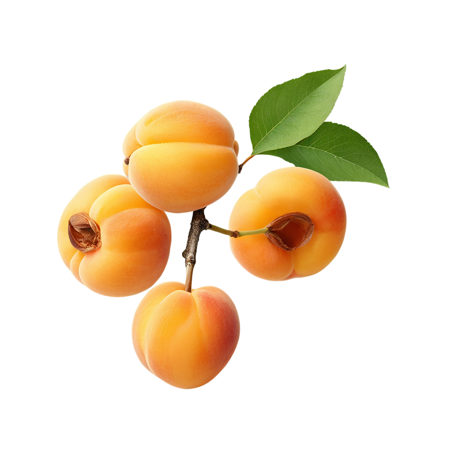 Apricot fruit with seed isolated on transparent background #285
