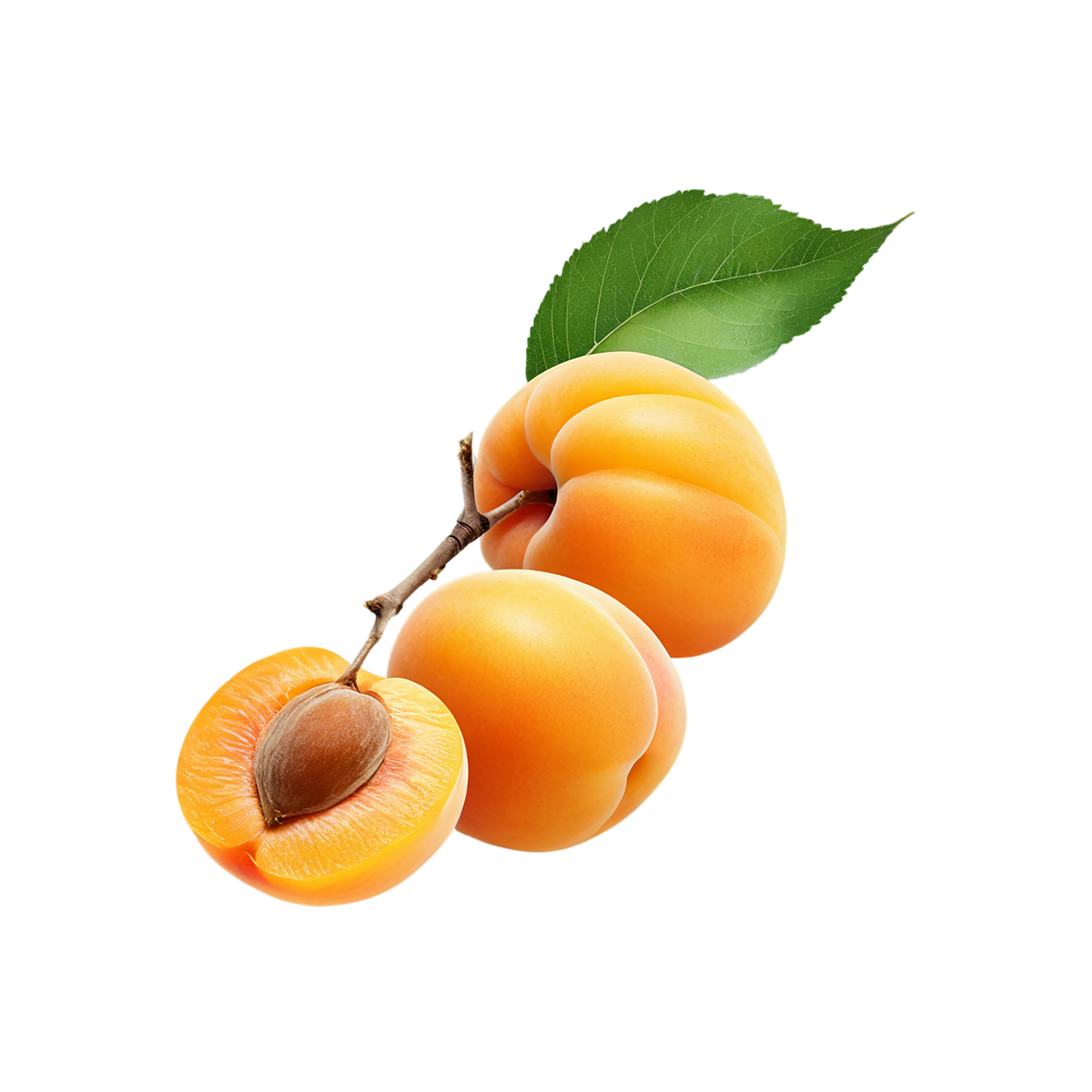 Apricot fruit with seed isolated on transparent background #287