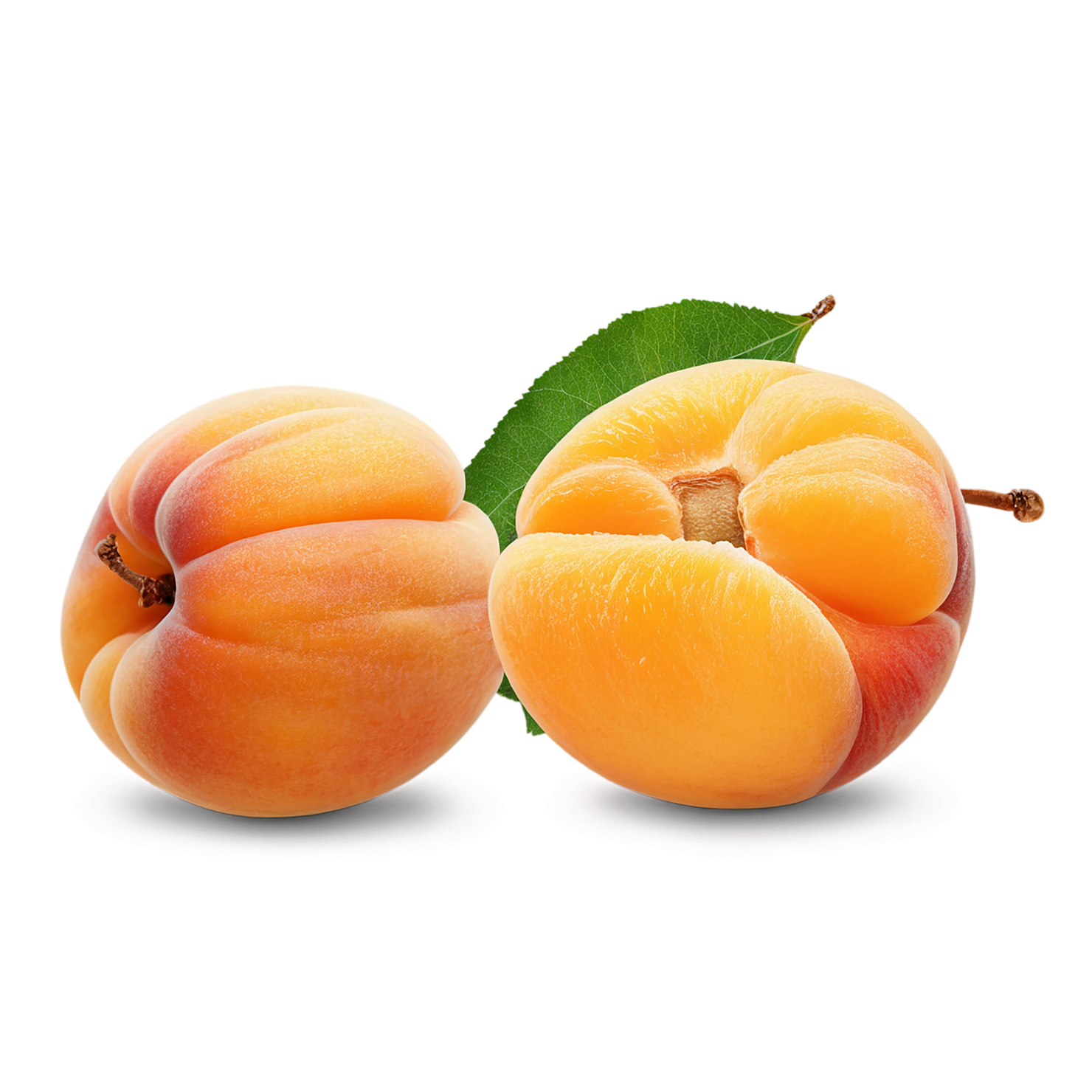 Apricot fruit with leaf isolated on transparent background #289