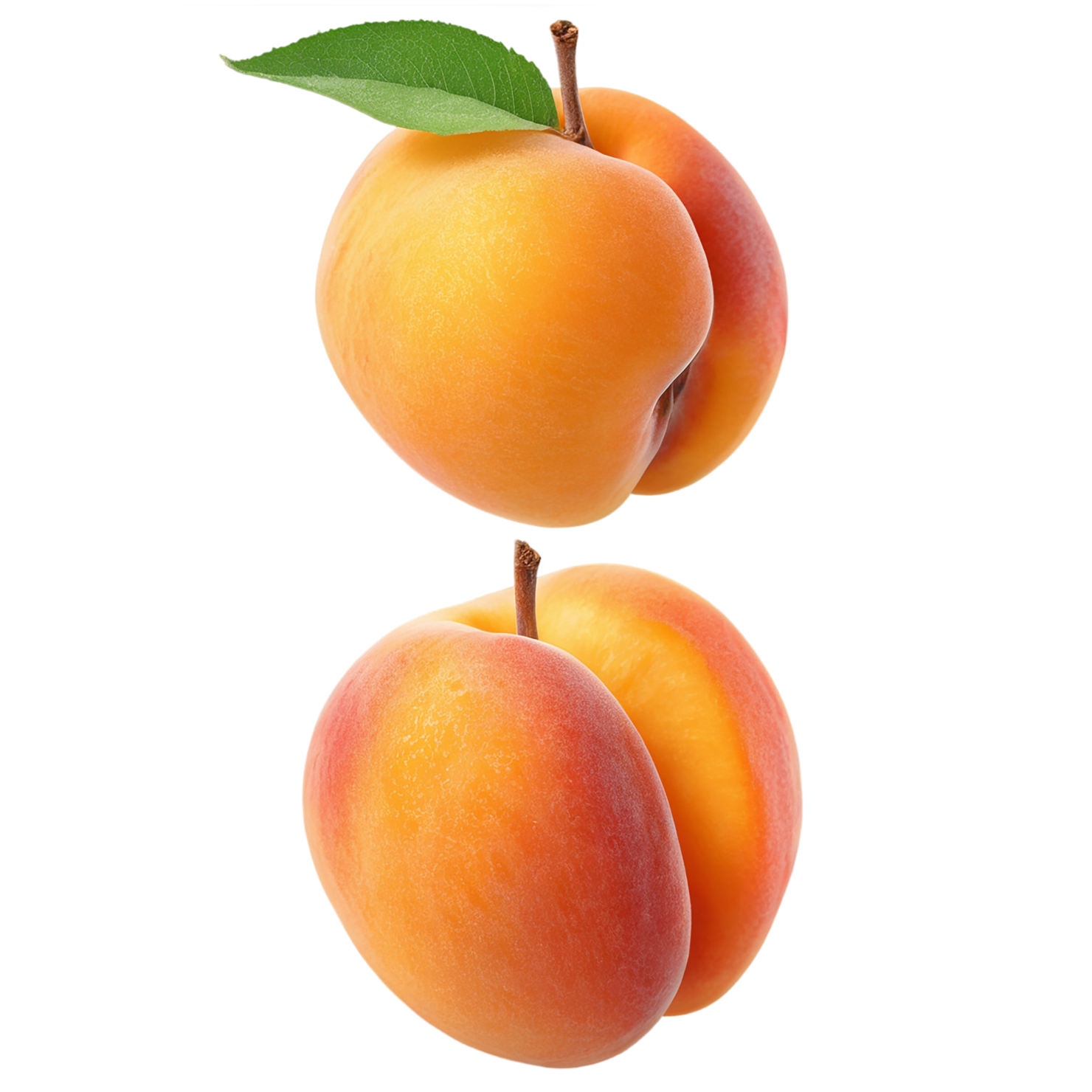 Apricot fruit with leaf isolated on transparent background #290