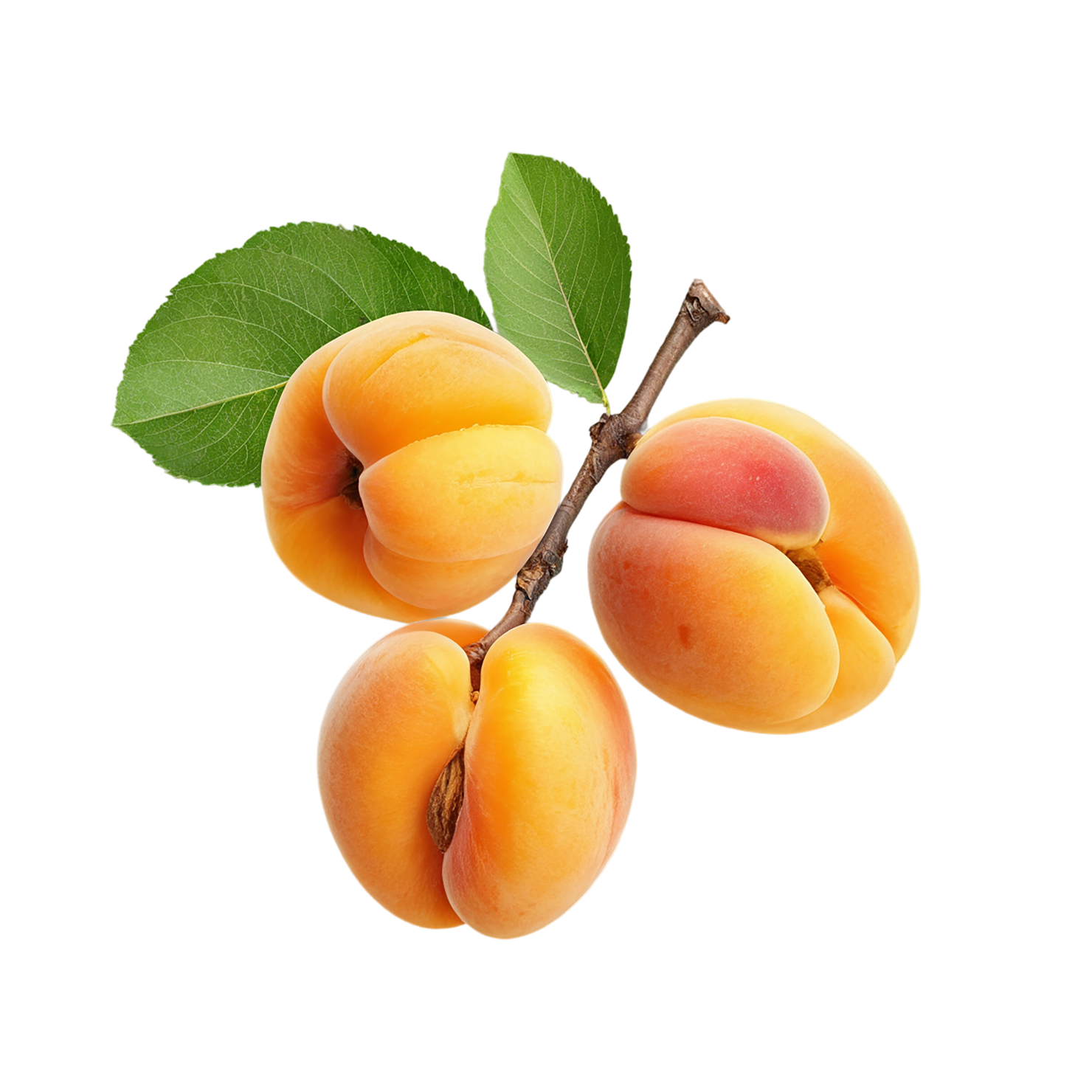 Apricot fruit with leaf isolated on transparent background #293
