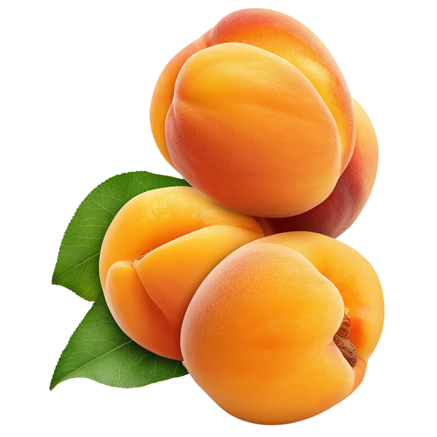 Apricot fruit with leaf isolated on transparent background #294