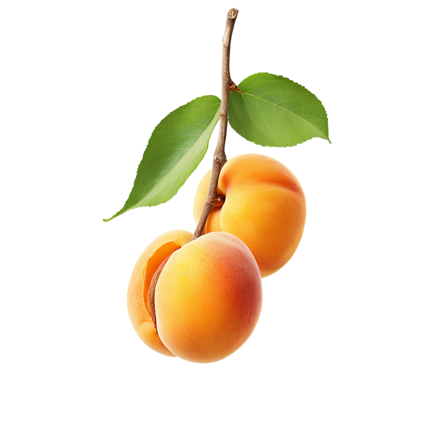 Apricot fruit with leaf isolated on transparent background #297