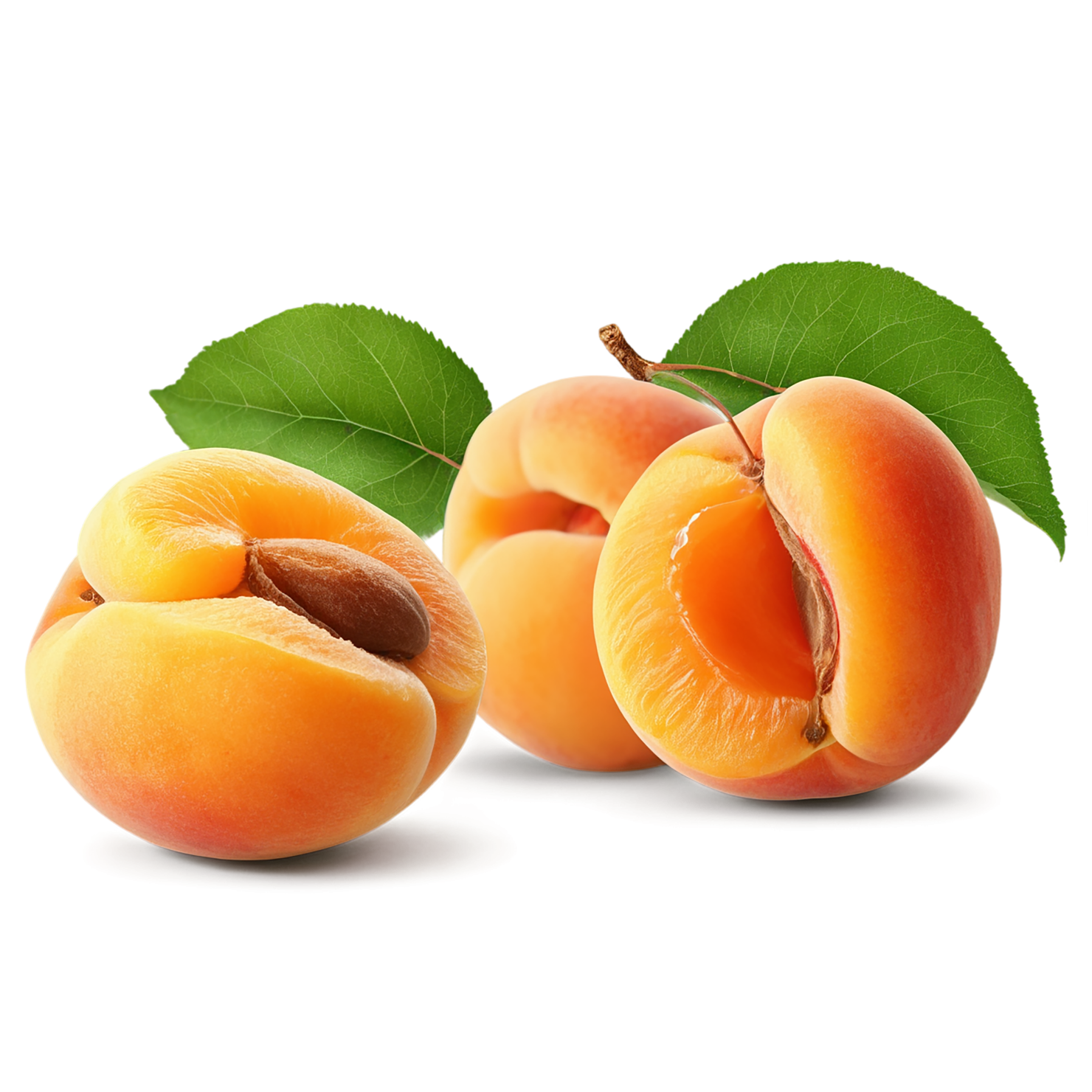 Apricot fruit with leaf isolated on transparent background #305