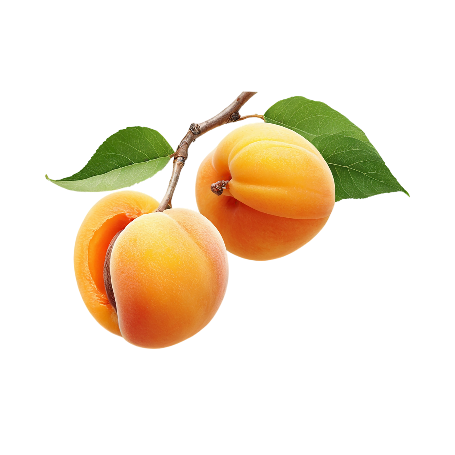 Apricot fruit with leaf isolated on transparent background #309