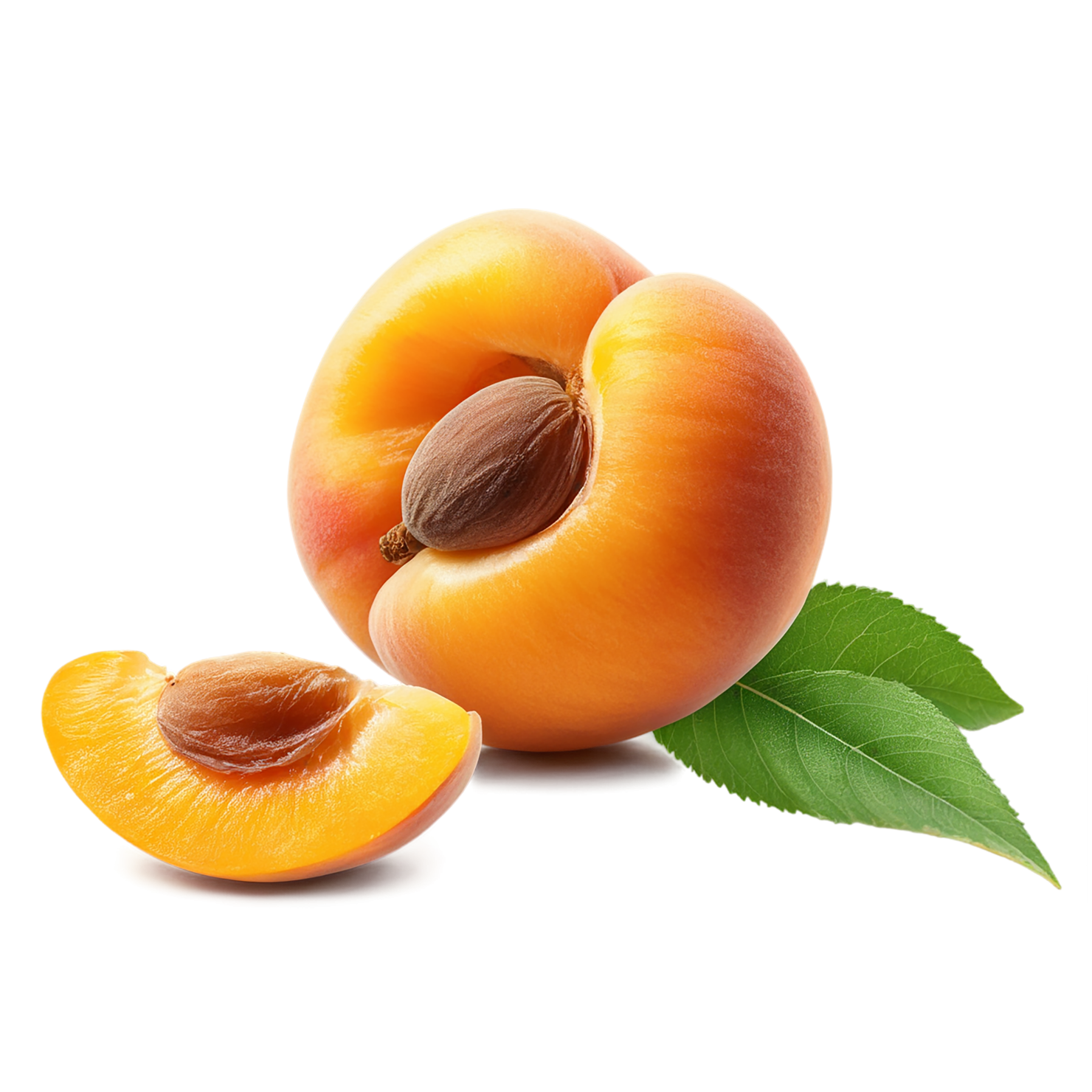 Apricot fruit with leaf isolated on transparent background #311