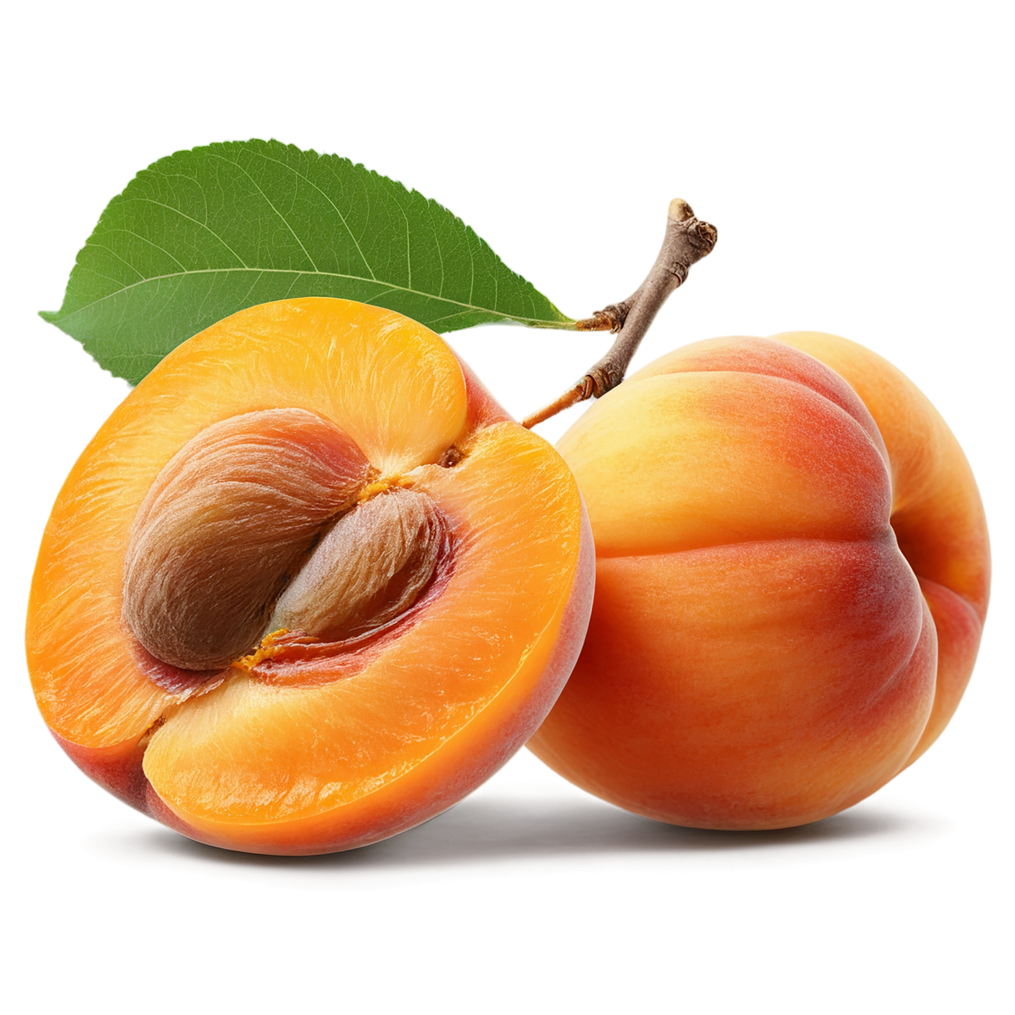 Apricot fruit with leaf isolated on transparent background #313