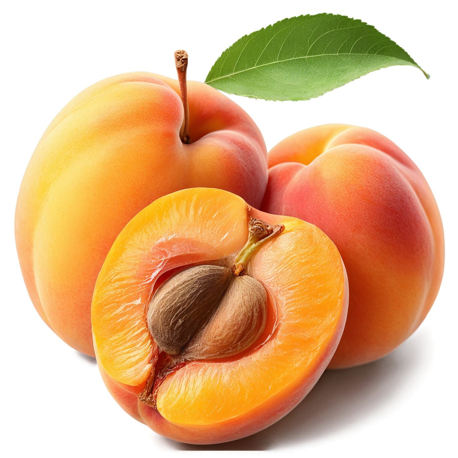 Apricot fruit with leaf isolated on transparent background #315