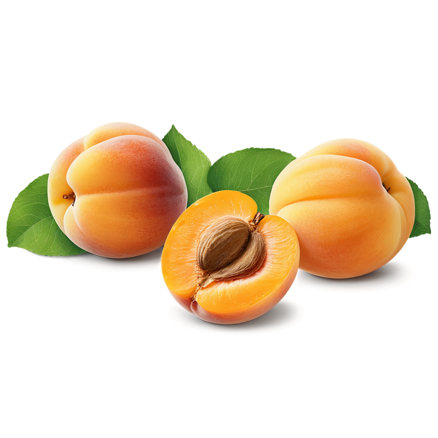 Apricot fruit with leaf isolated on transparent background #318