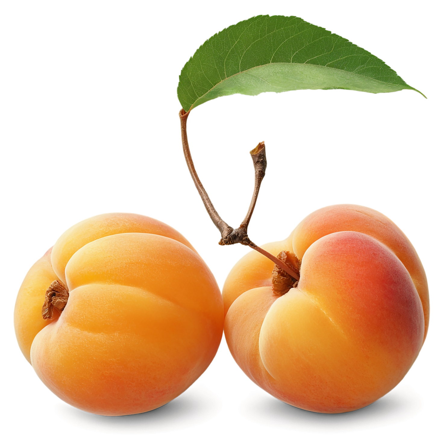 Apricot fruit with leaf isolated on transparent background #321