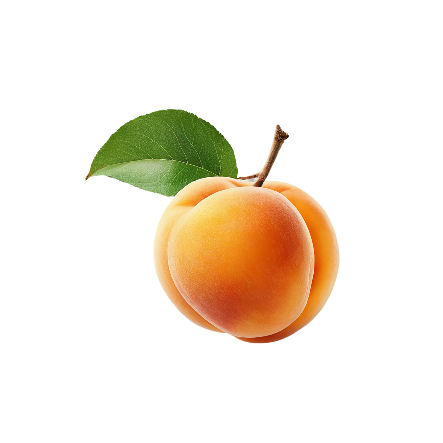 Apricot fruit with leaf isolated on transparent background #322