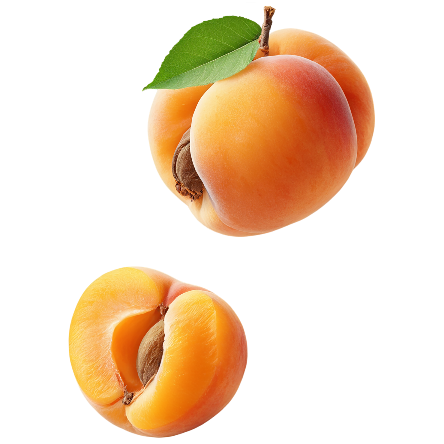 Apricot fruit with leaf isolated on transparent background #323