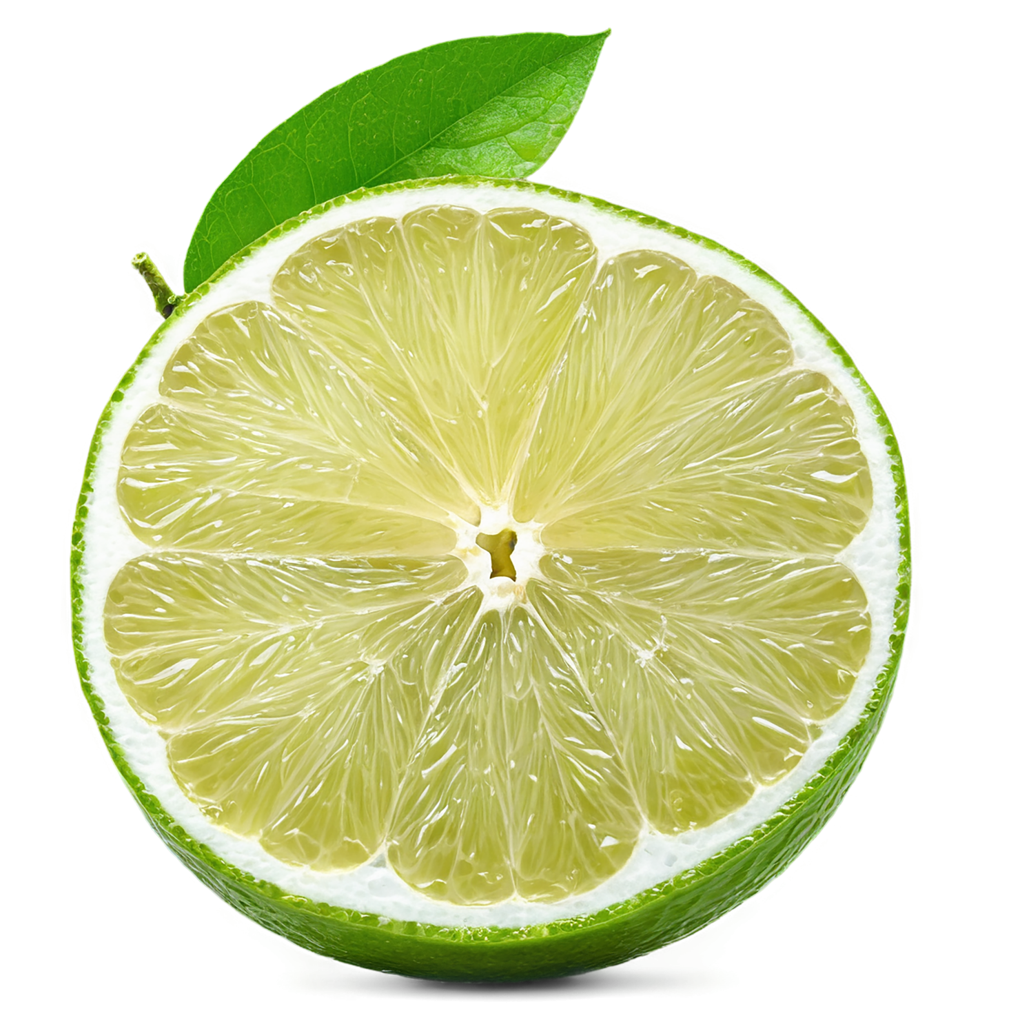 Lime fruit with leaf isolated on transparent background #988