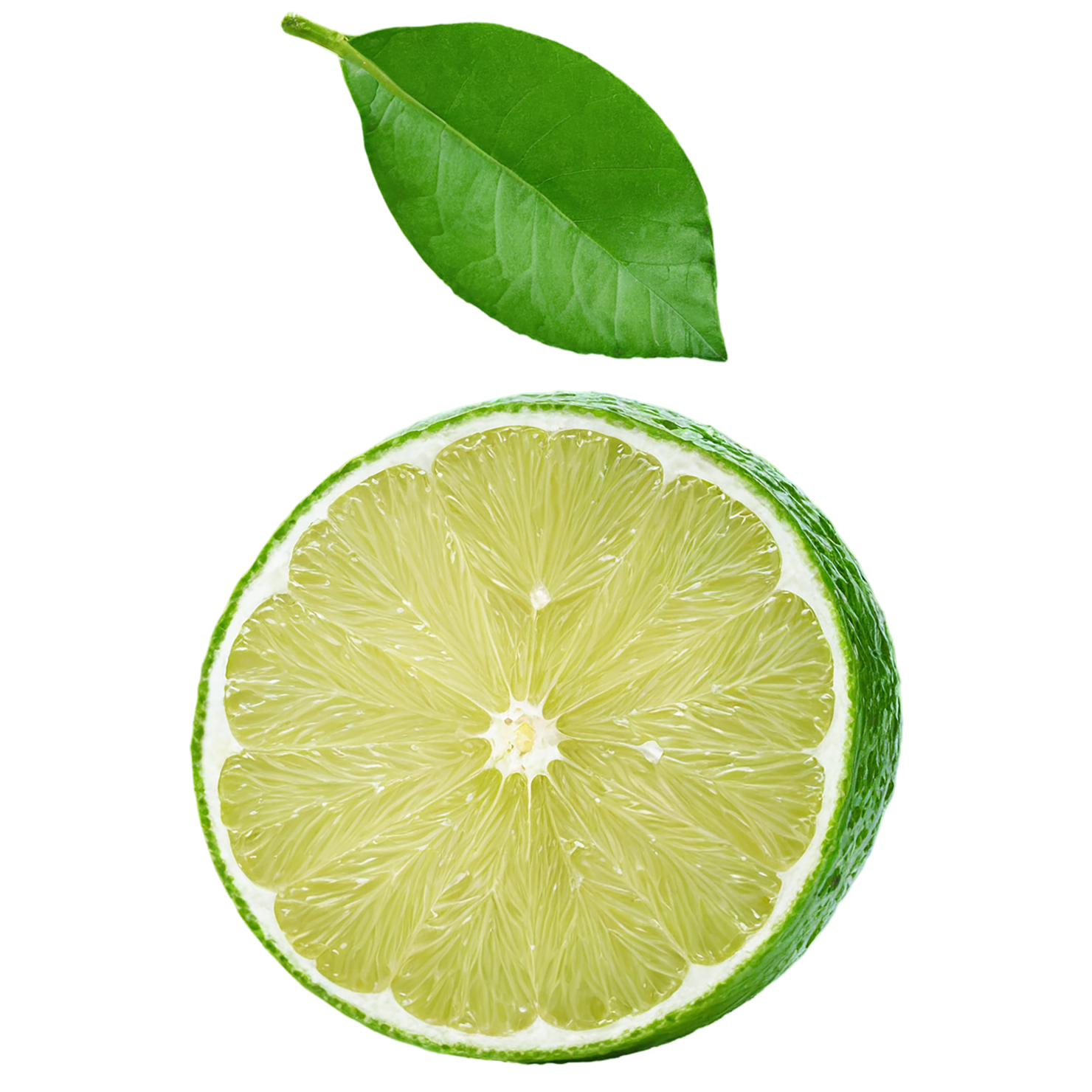 Lime fruit with leaf isolated on transparent background #992