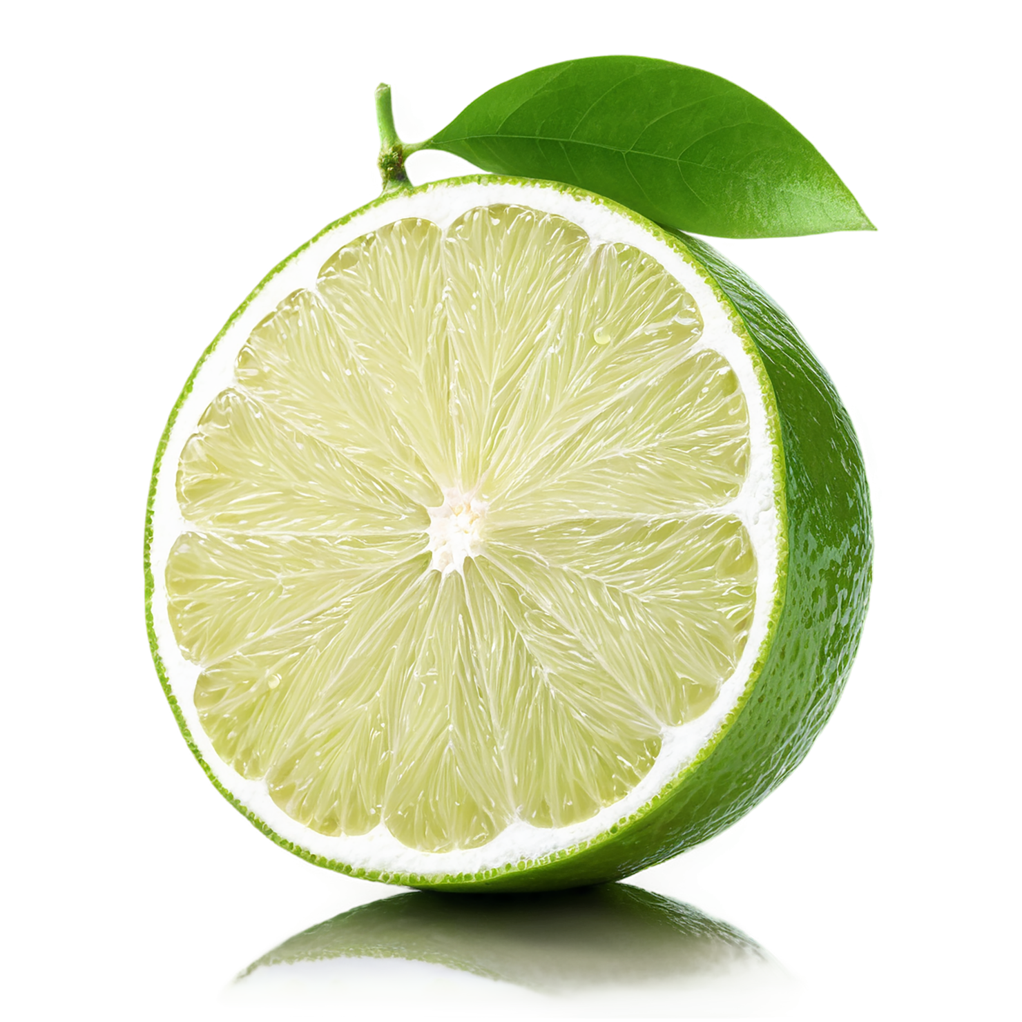 Lime fruit with leaf isolated on transparent background #993