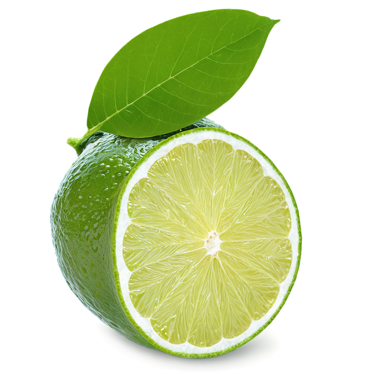 Lime fruit with leaf isolated on transparent background #994