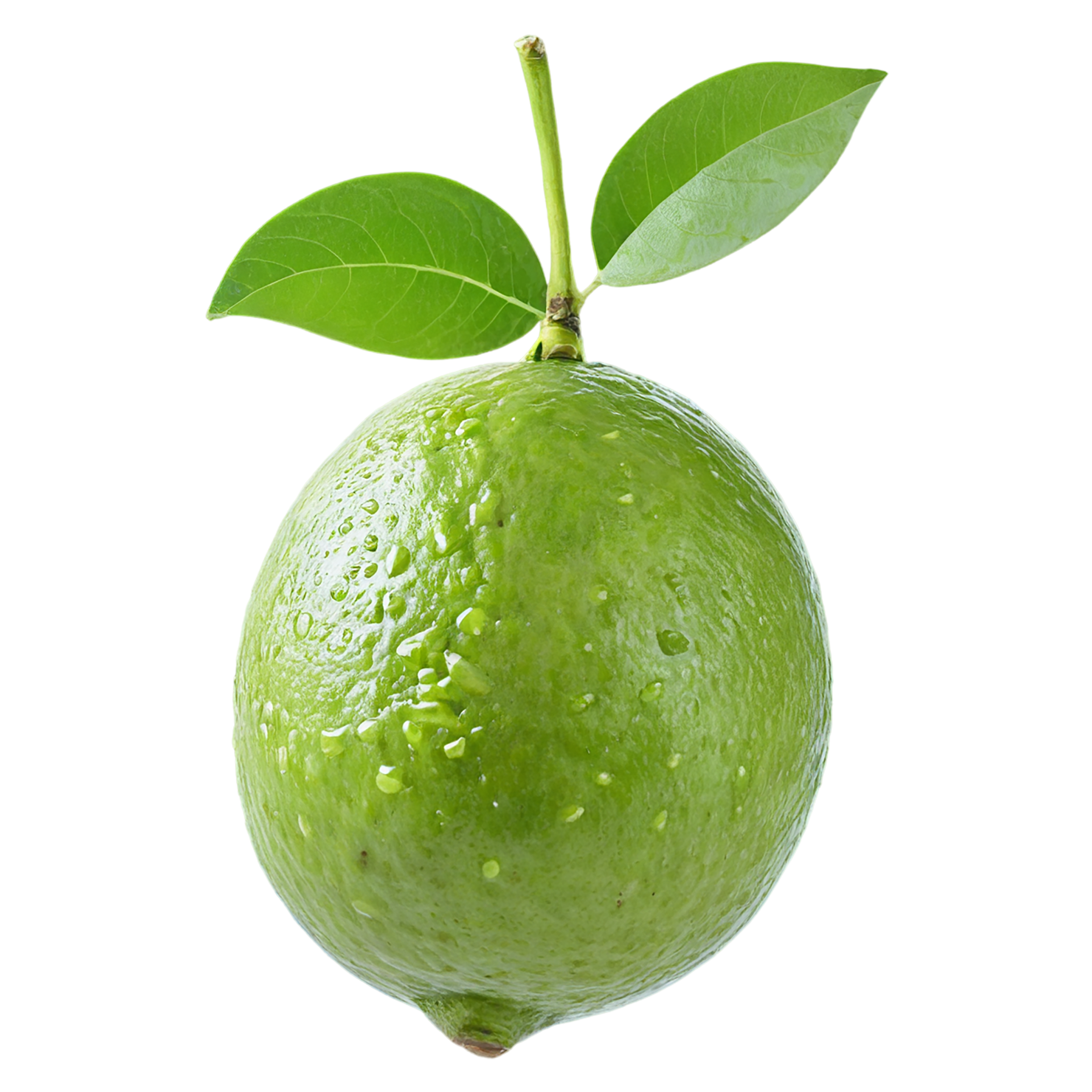 Lime fruit with leaf isolated on transparent background #995