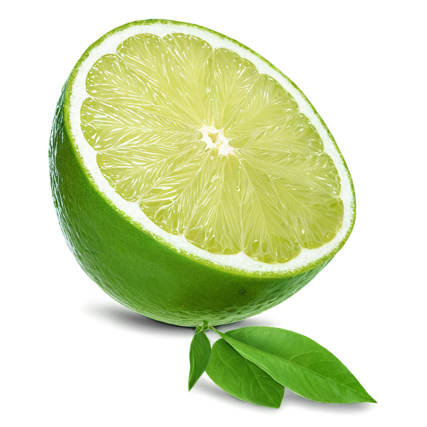 Lime fruit with leaf isolated on transparent background #996