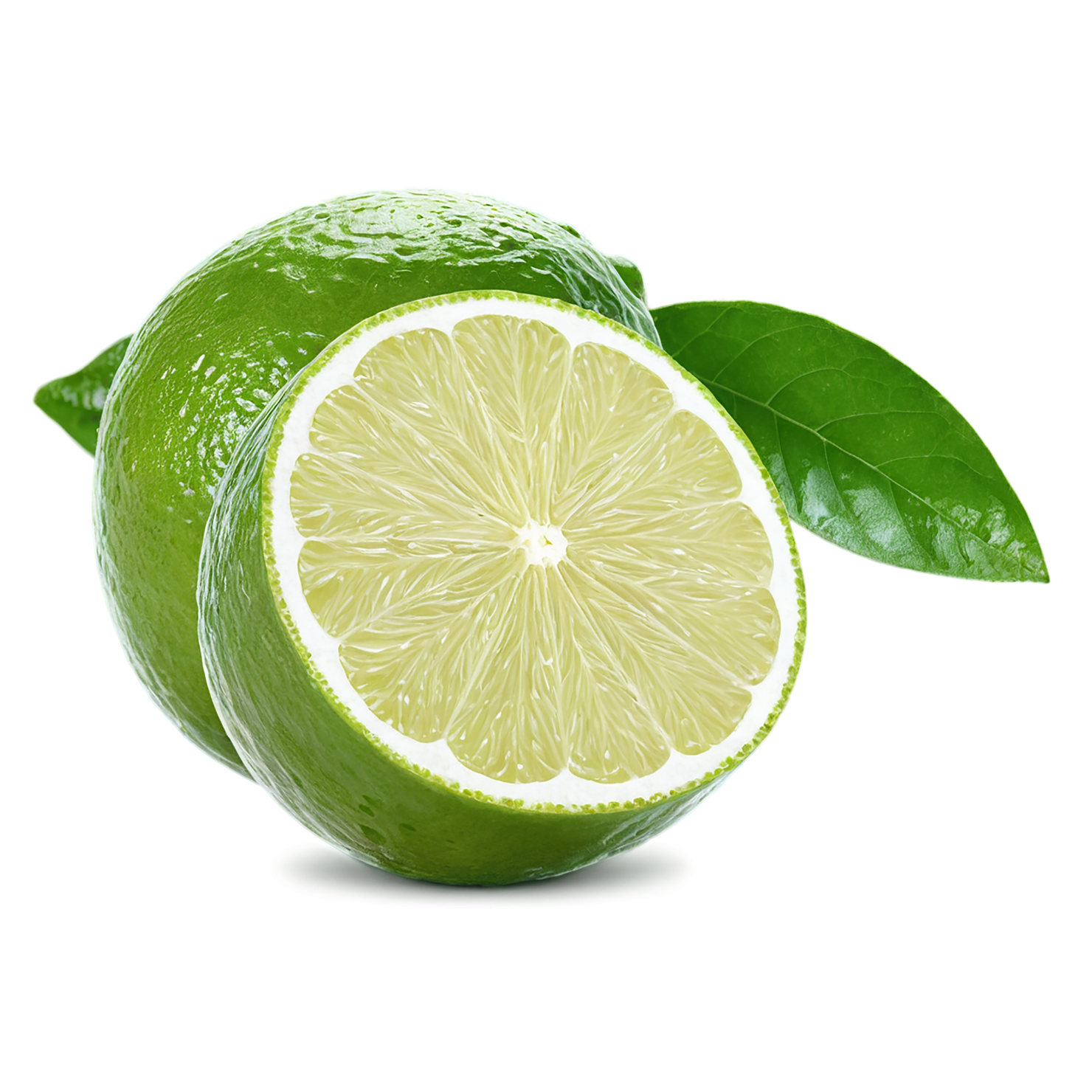 Lime fruit with leaf isolated on transparent background #997