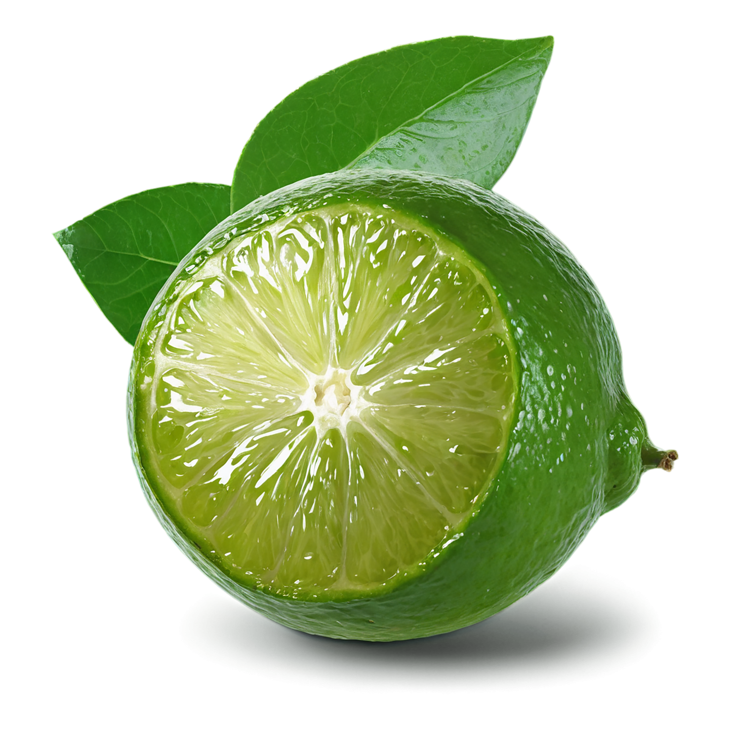 Lime fruit with leaf isolated on transparent background #998
