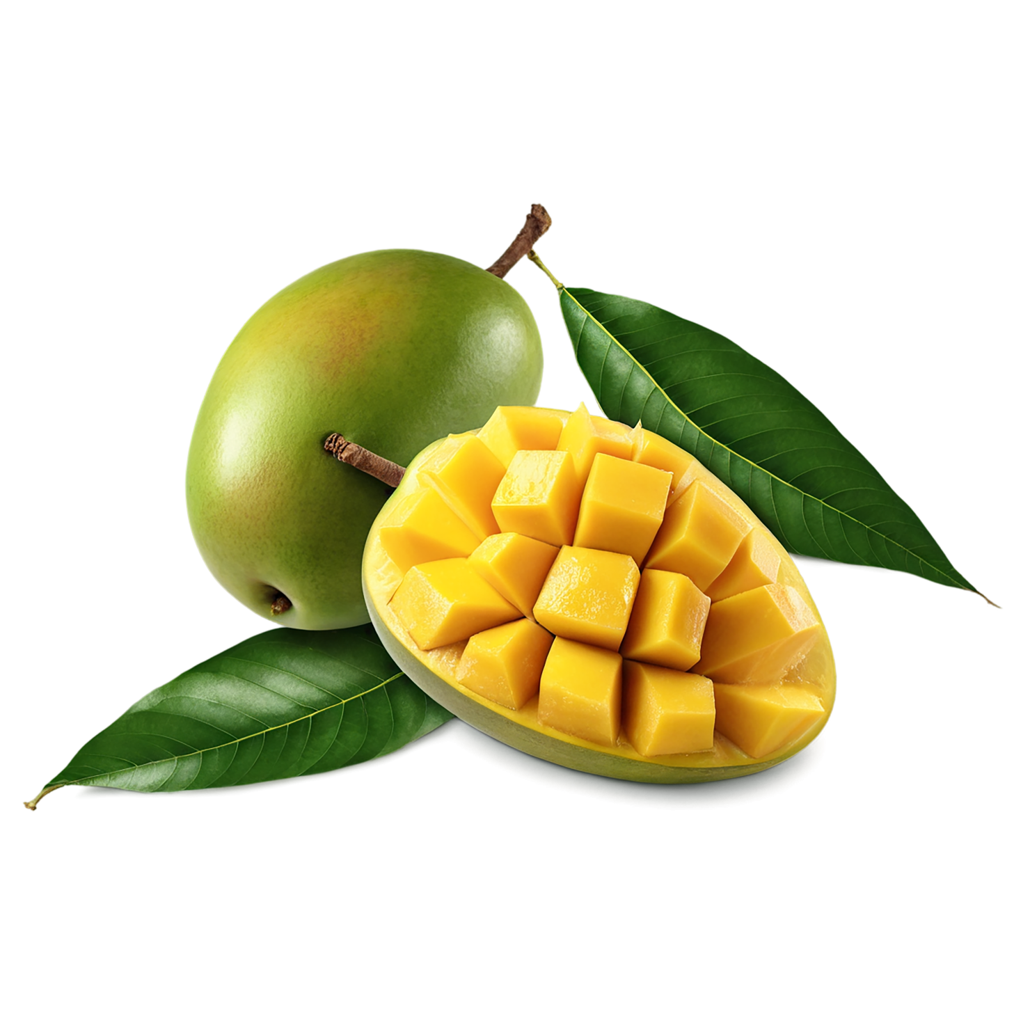 Mango fruit with leaf isolated on transparent background #1085
