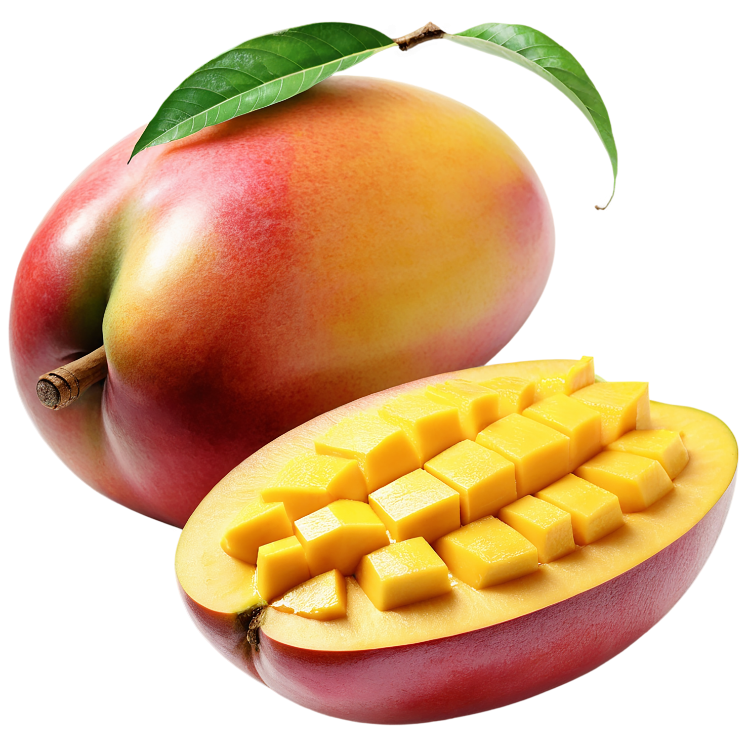 Mango fruit with leaf isolated on transparent background #1104