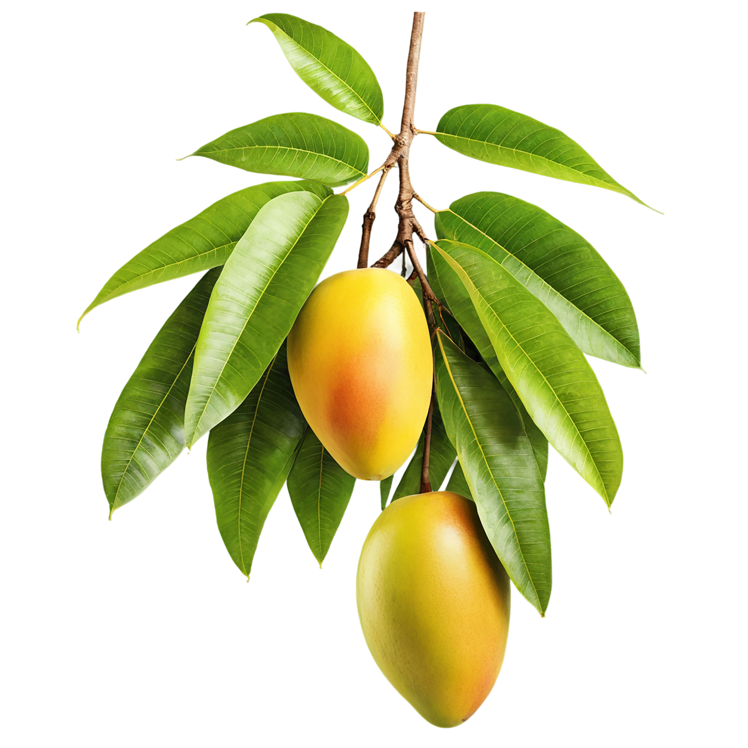 Mango fruit with leaf isolated on transparent background #1145