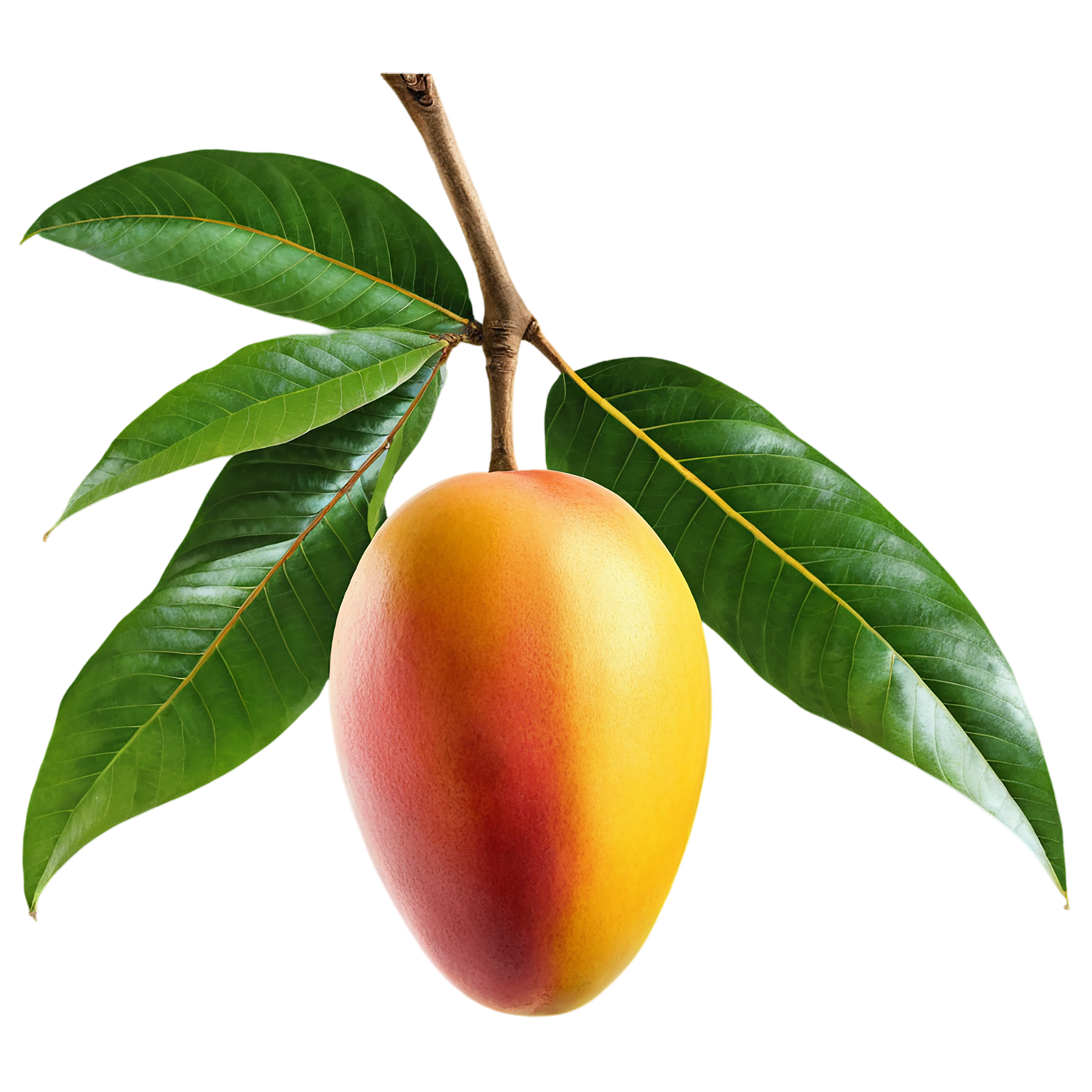 Mango fruit with leaf isolated on transparent background #1157