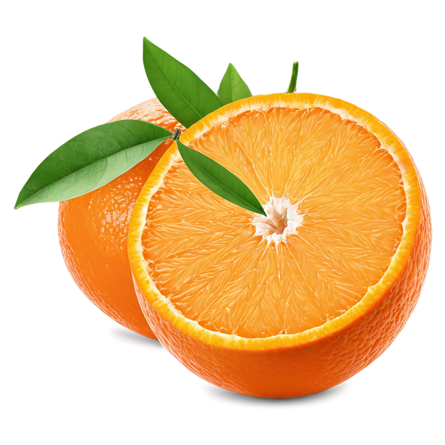 Orange fruit with leaf isolated on transparent background #1186