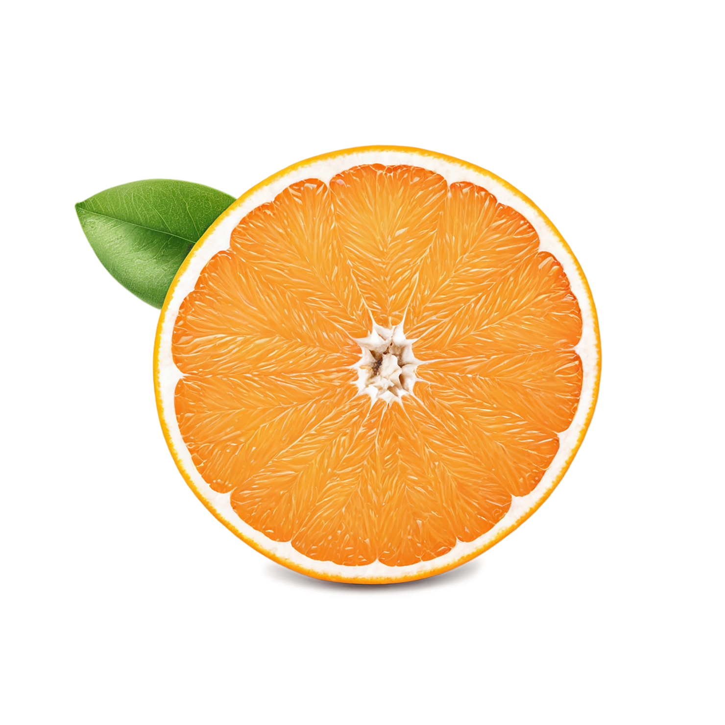 Orange fruit with leaf isolated on transparent background #1203