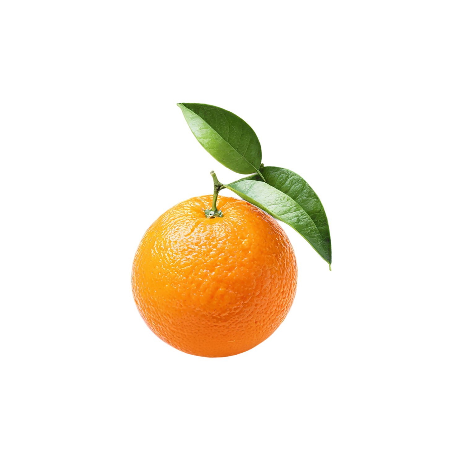Orange fruit with leaf isolated on transparent background #1219