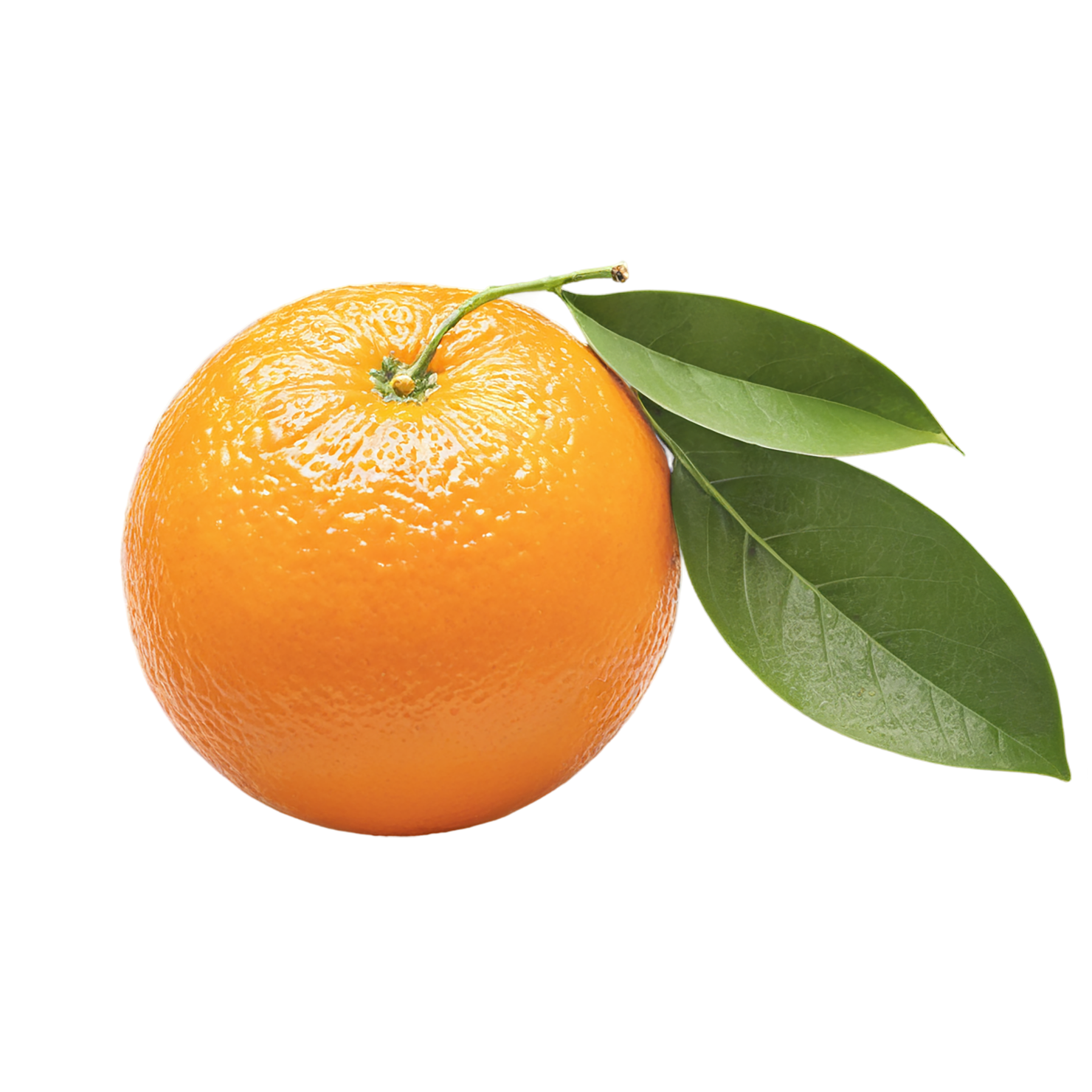 Orange fruit with leaf isolated on transparent background #1223