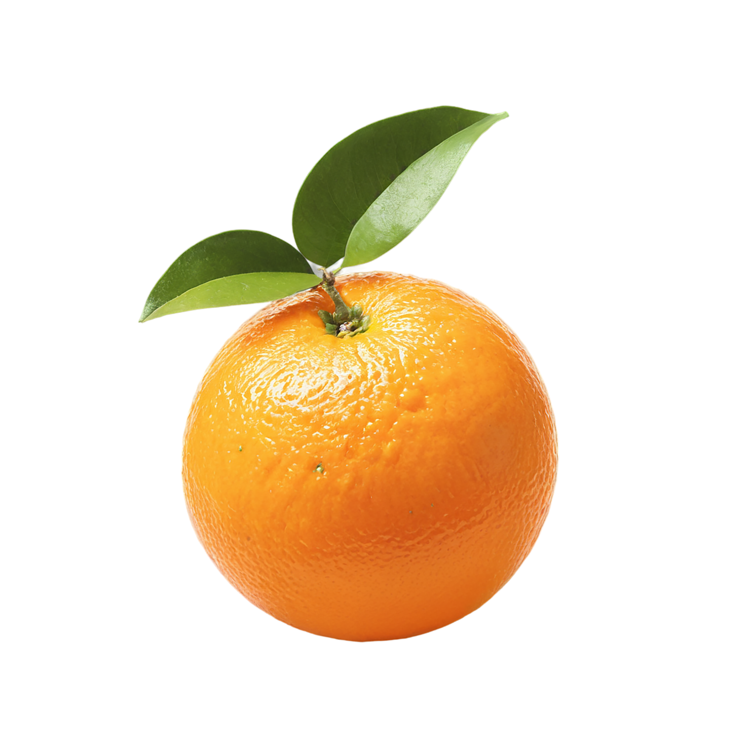 Orange fruit with leaf isolated on transparent background #1232